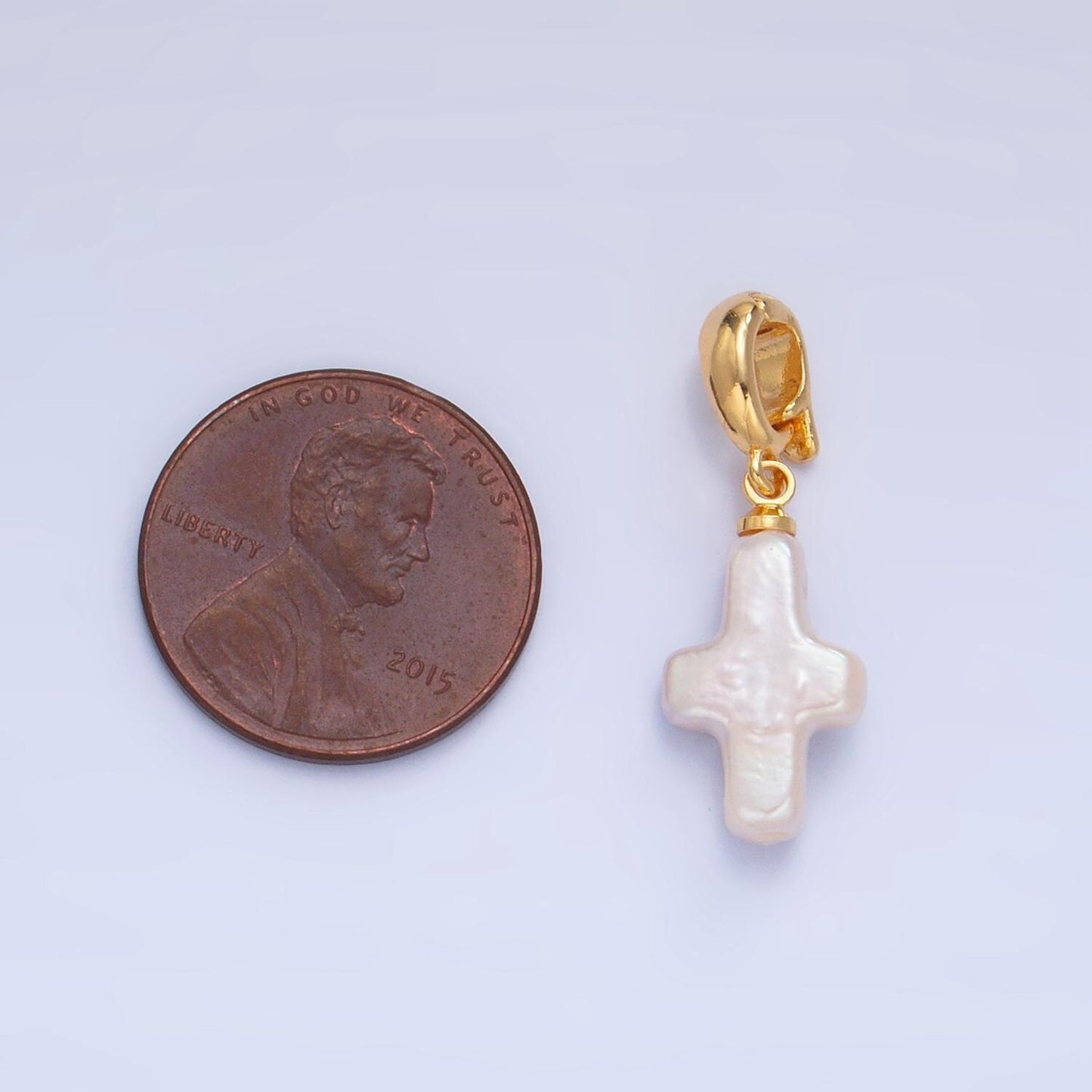 Mini cross pearls charm gold baroque freshwater white pearls for necklace bracelet earring religious jewelry making minimalist p1918