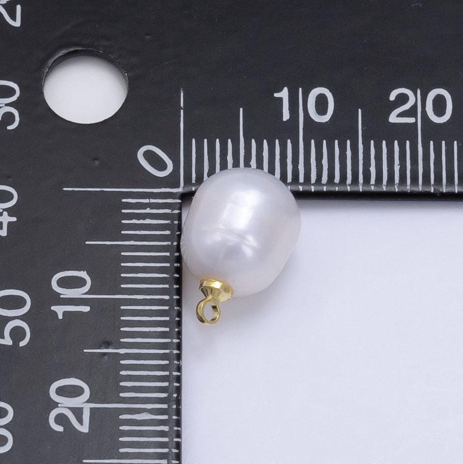 Dainty shell pearl oval potato pearl charms pendant approx 10mm for bracelet necklace component p1879