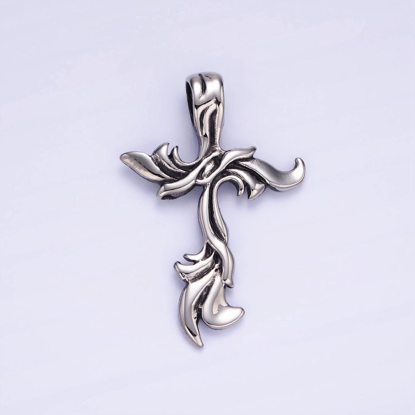 Stainless steel 48mm cross flame fire pendant | p1408
