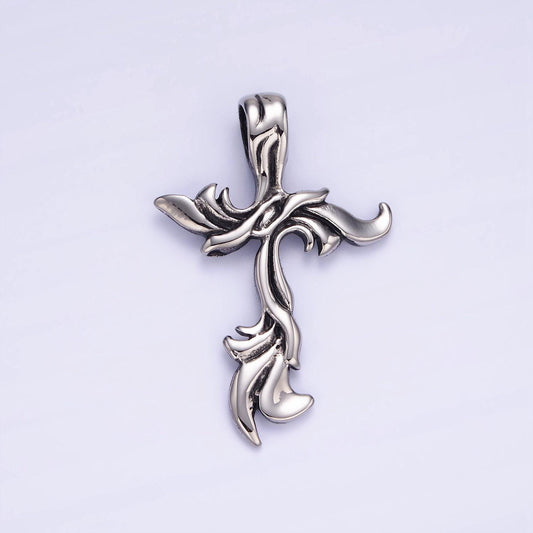 Stainless steel 48mm cross flame fire pendant | p1408