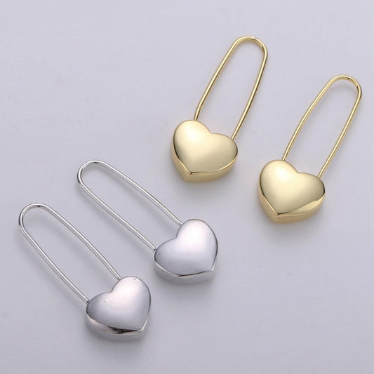 24k dangle heart earrings - heart earrings - gold dangle - simple everyday earrings 18mm