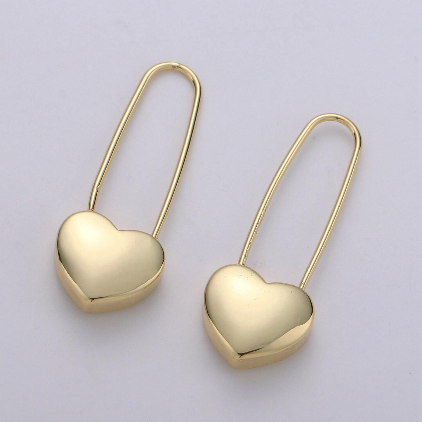 24k dangle heart earrings - heart earrings - gold dangle - simple everyday earrings 18mm