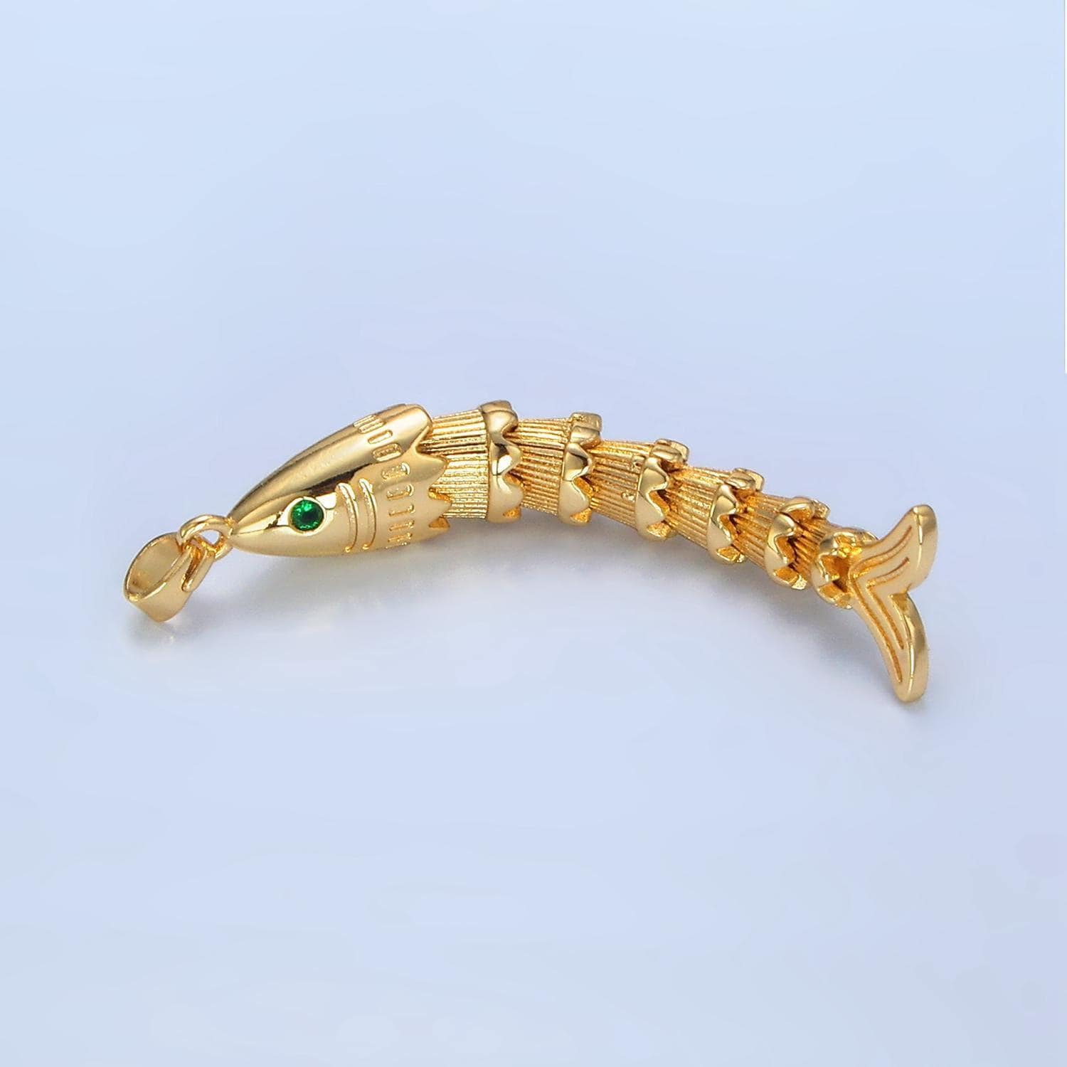 Long 3d movable fish 24k gold filled pendant articulated sardine fish charm for necklace fish lover gift aa965
