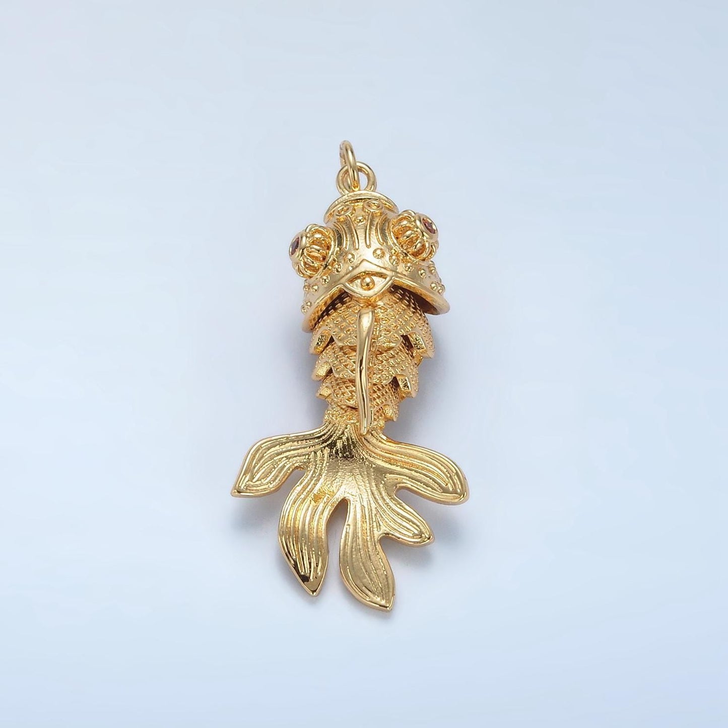 Gold fish scale-textured minimalist charm in 24k gold filled animal pendant | e047