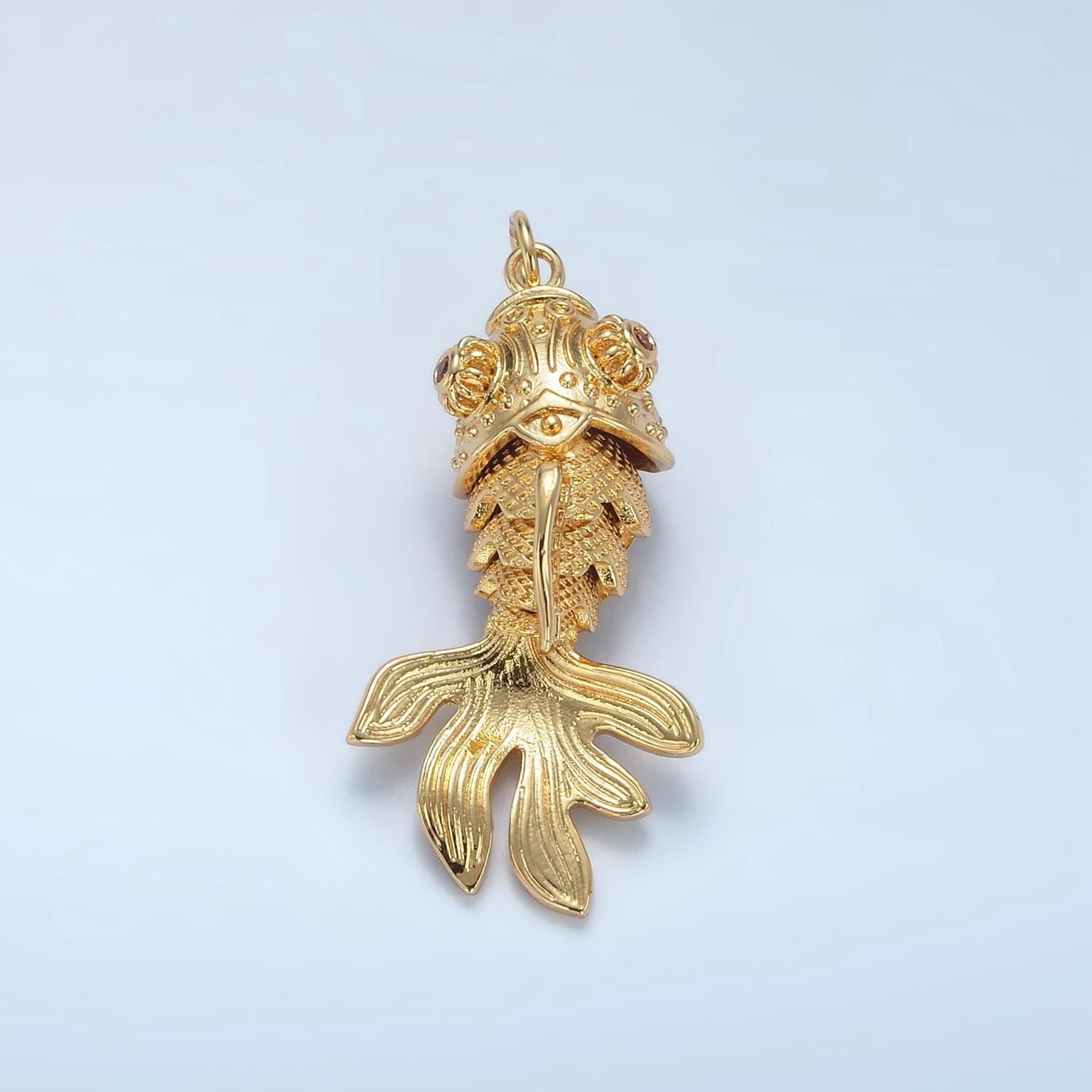 Gold fish scale-textured minimalist charm in 24k gold filled animal pendant | e047
