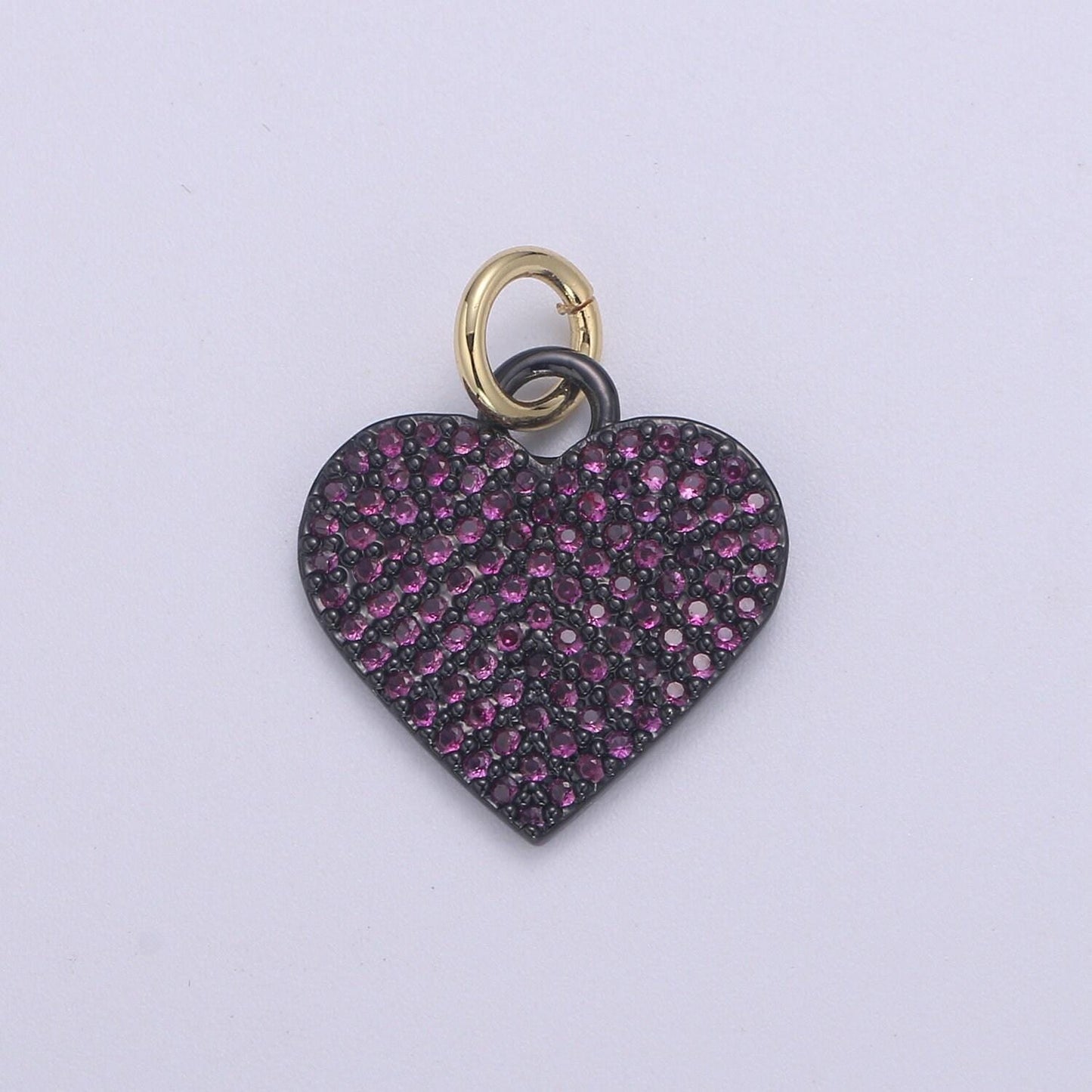 Dainty cubic heart charm, 14k gold heart charm for necklace bracelet earring charm supply relationship jewelry chgf-2193