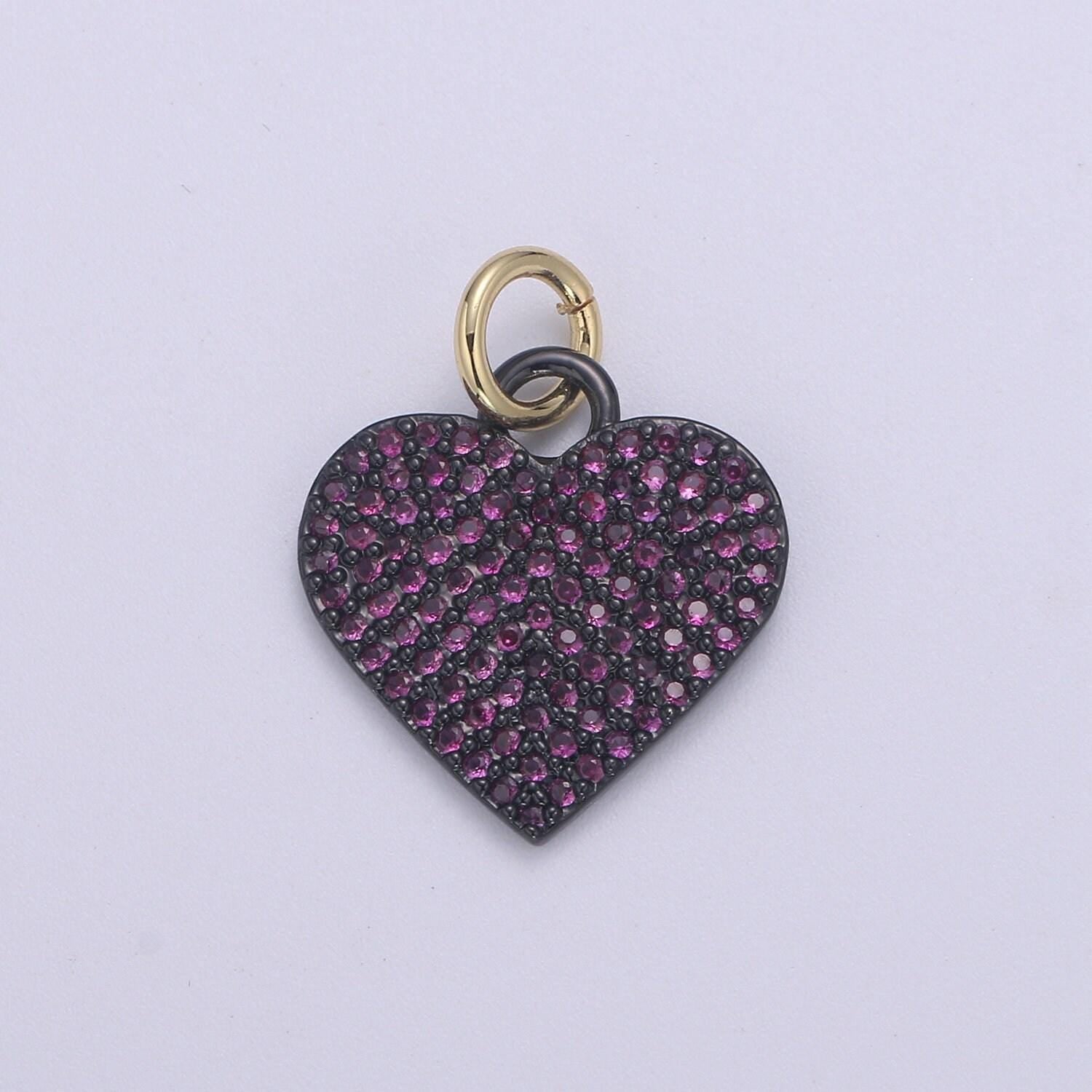 Dainty cubic heart charm, 14k gold heart charm for necklace bracelet earring charm supply relationship jewelry chgf-2193