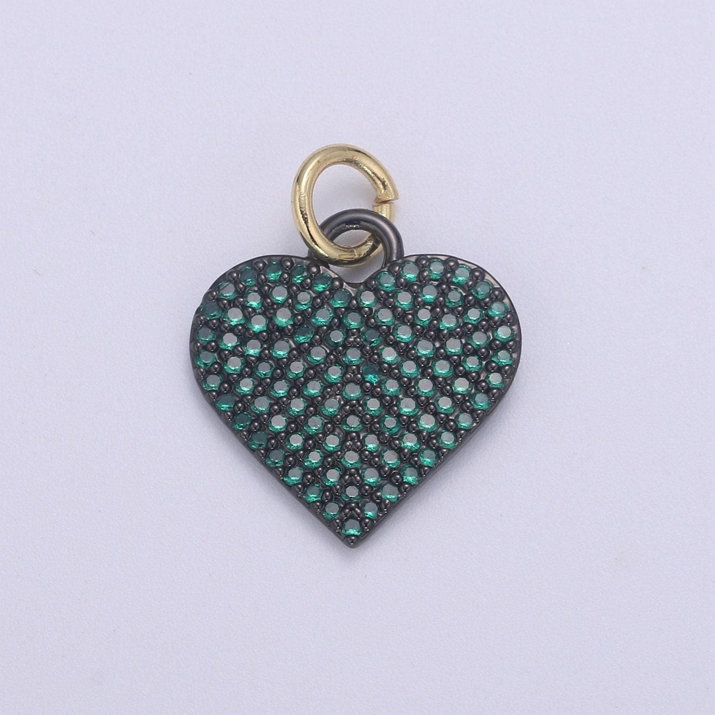 Dainty cubic heart charm, 14k gold heart charm for necklace bracelet earring charm supply relationship jewelry chgf-2193