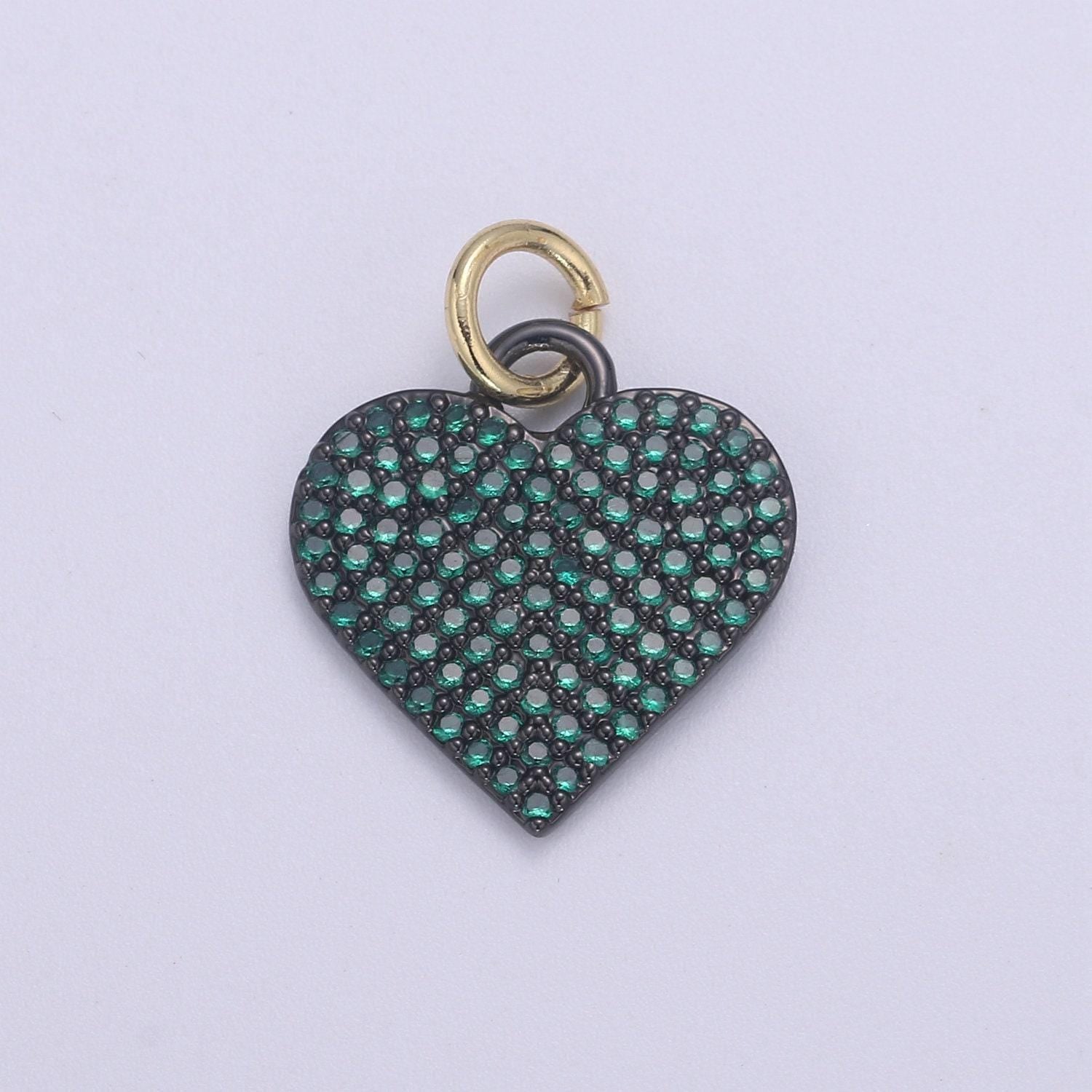 Dainty cubic heart charm, 14k gold heart charm for necklace bracelet earring charm supply relationship jewelry chgf-2193