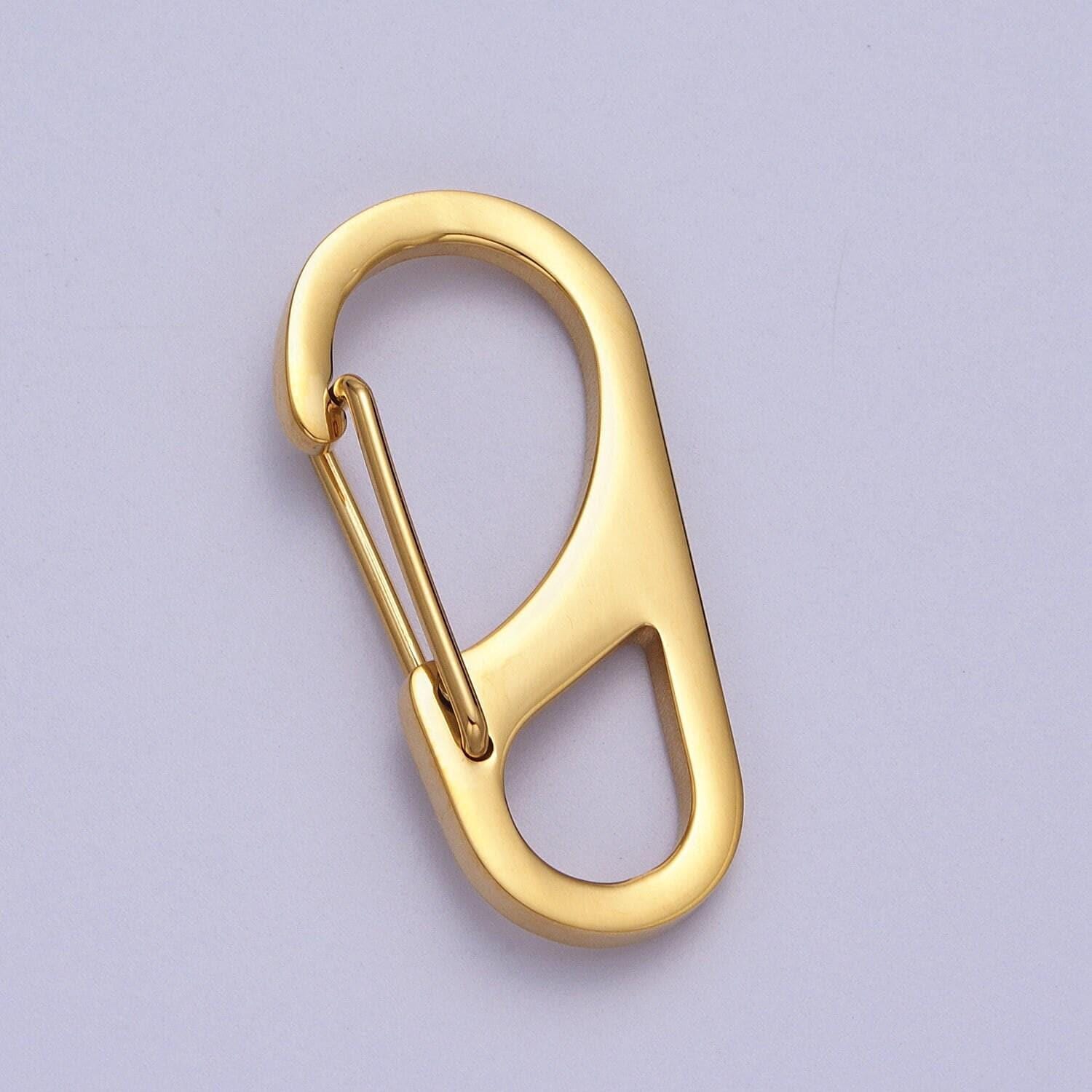 Gold oval spring gate snap hook, stainless steel silver purse clip, handbag hardware clasp craft supplies z013