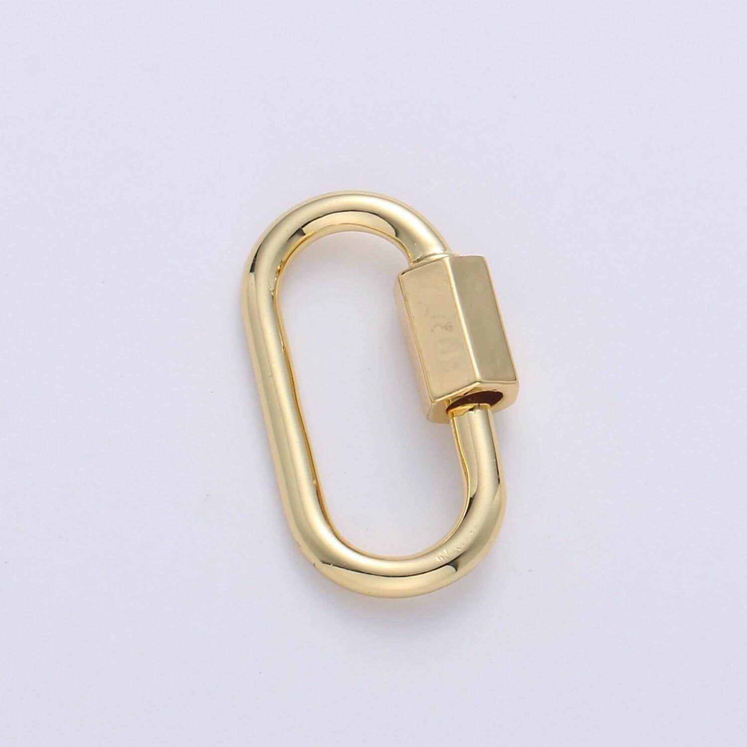1pc small carabiner screw clasp, screw clasp oval , interlocking oval clasp,oval shaped clasps, gold, silver for bracelet necklace supp-263