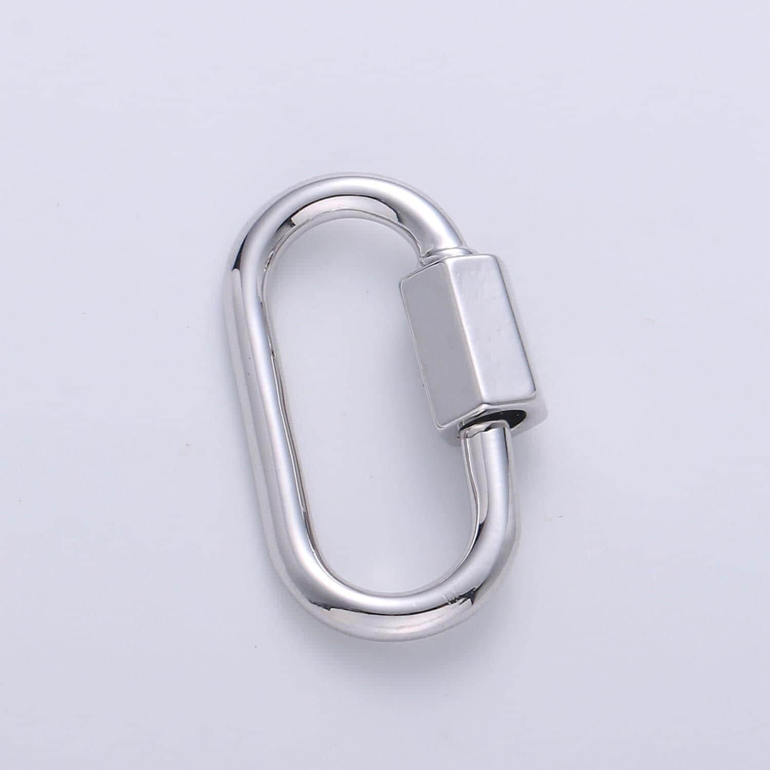 1pc small carabiner screw clasp, screw clasp oval , interlocking oval clasp,oval shaped clasps, gold, silver for bracelet necklace supp-263