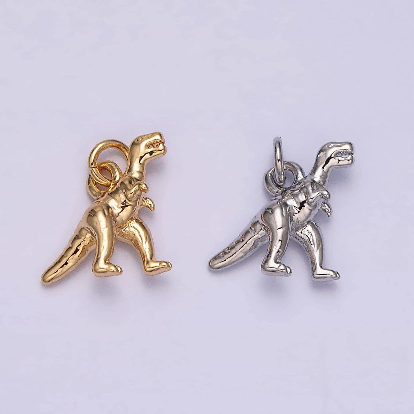 16k gold filled mini t-rex dinosaurs add-on charm in gold & silver 3d dino pendant add on charm for bracelet necklace | ac1125 ac1126