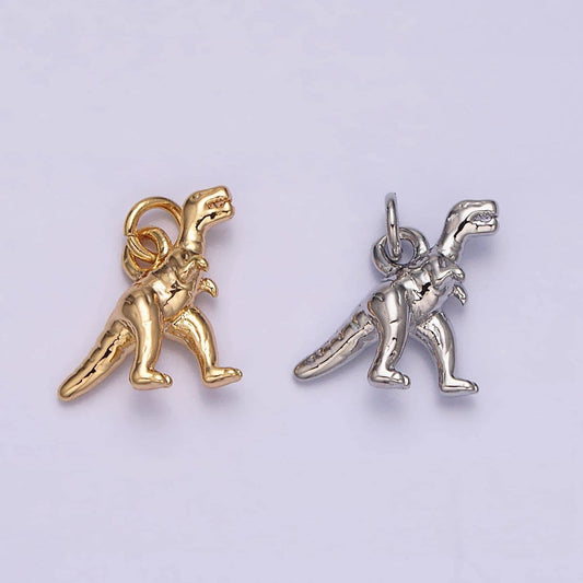 16k gold filled mini t-rex dinosaurs add-on charm in gold & silver 3d dino pendant add on charm for bracelet necklace | ac1125 ac1126