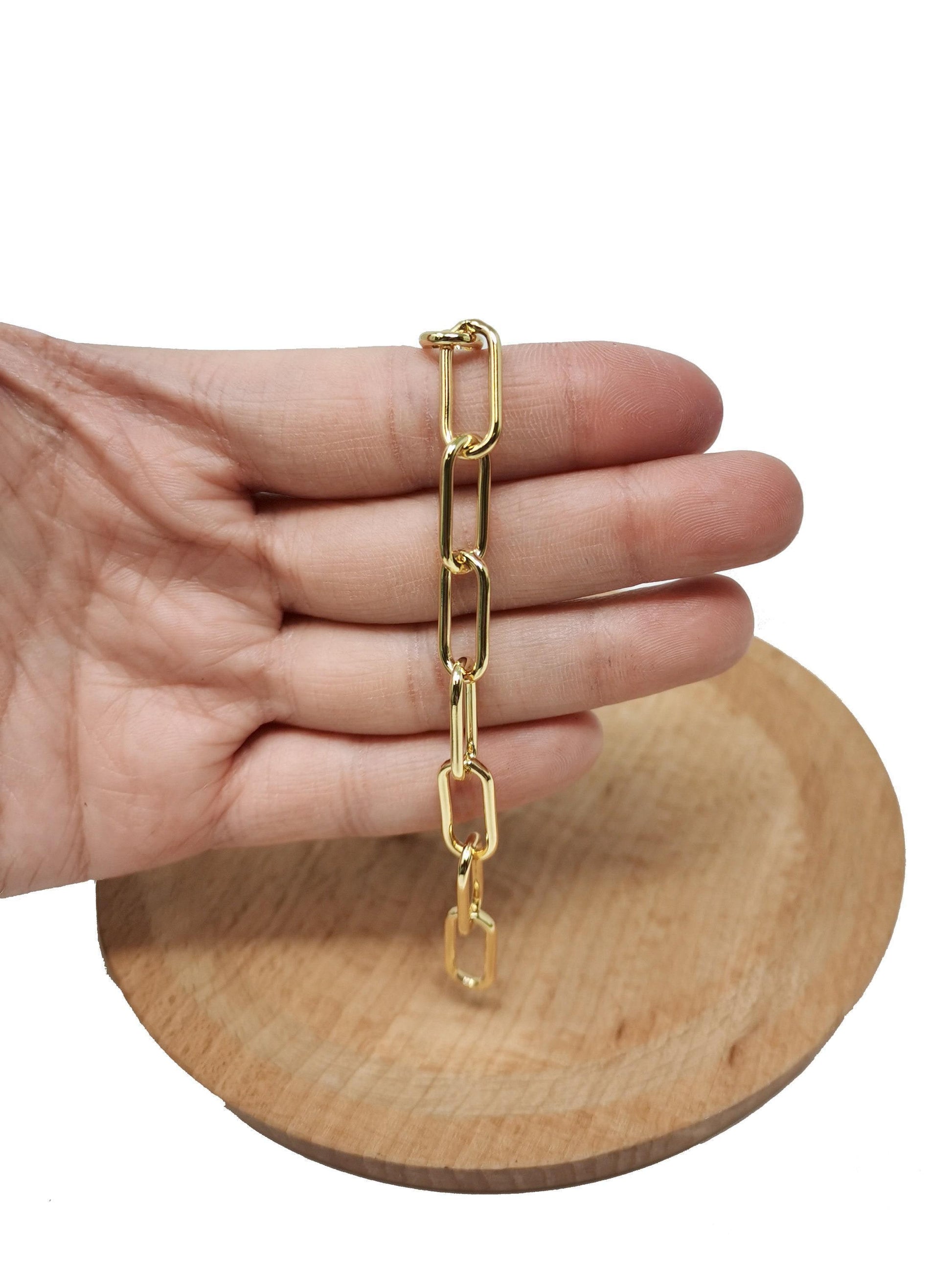 Gold paperclip chain by yard, oval link chain, wholesale bulk roll chain jewelry making,thickness 1.5mm, 73/186