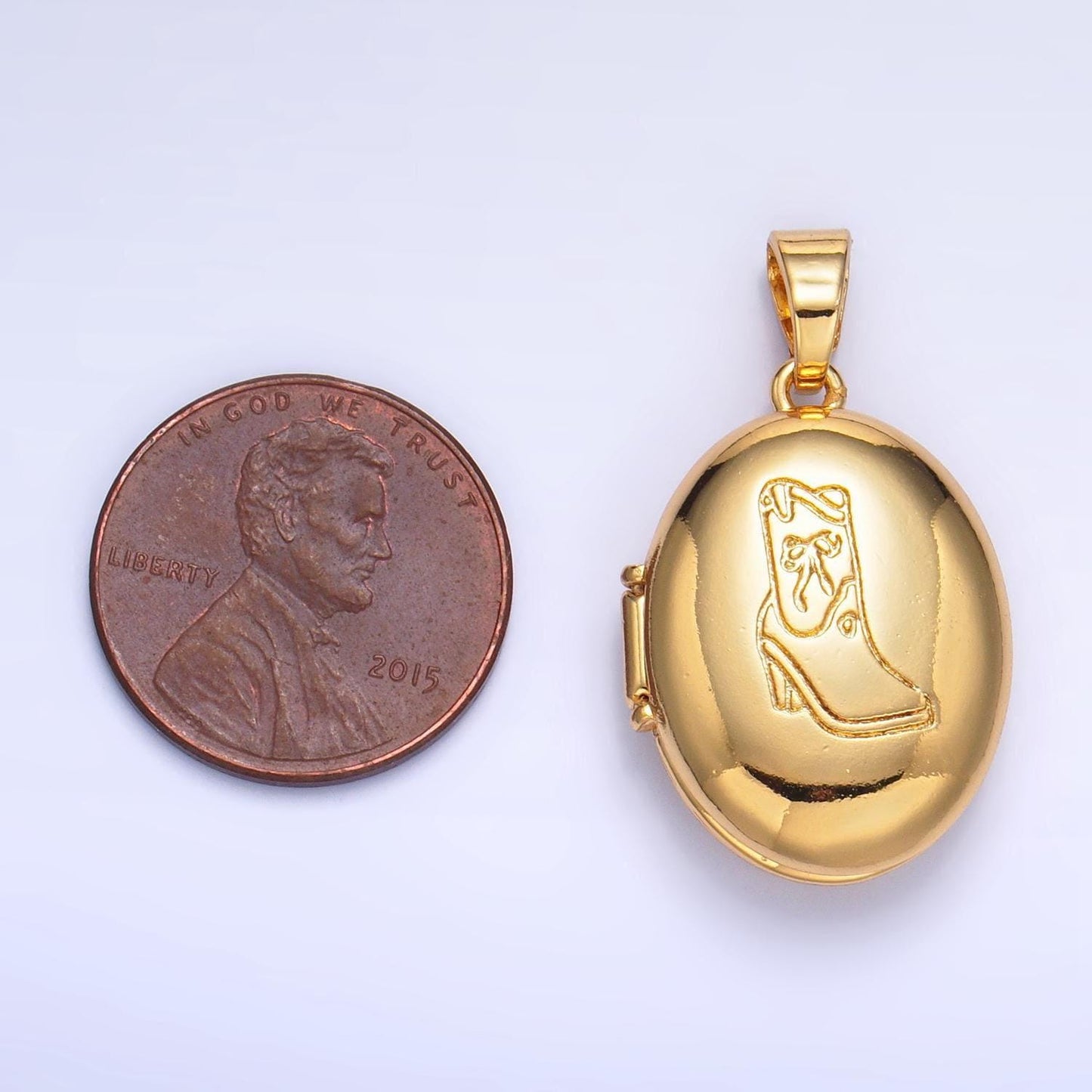 24k gold filled oval locket cowboy boot engrave pendant for necklace western locket jewelry making supply aa1016