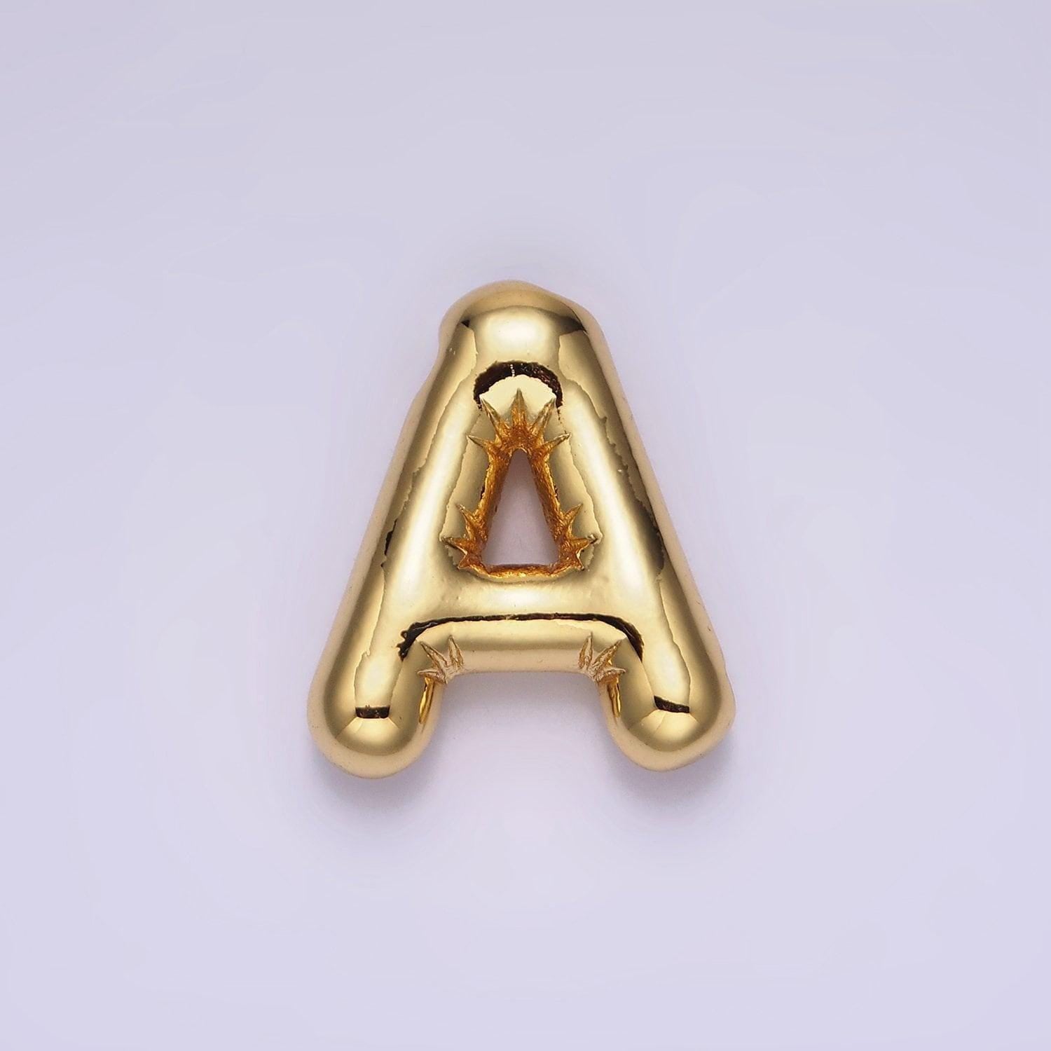 Gold alphabet charm personalized balloon initial letter charm necklace bubble font style trend fashion jewelry necklace for women diy supply