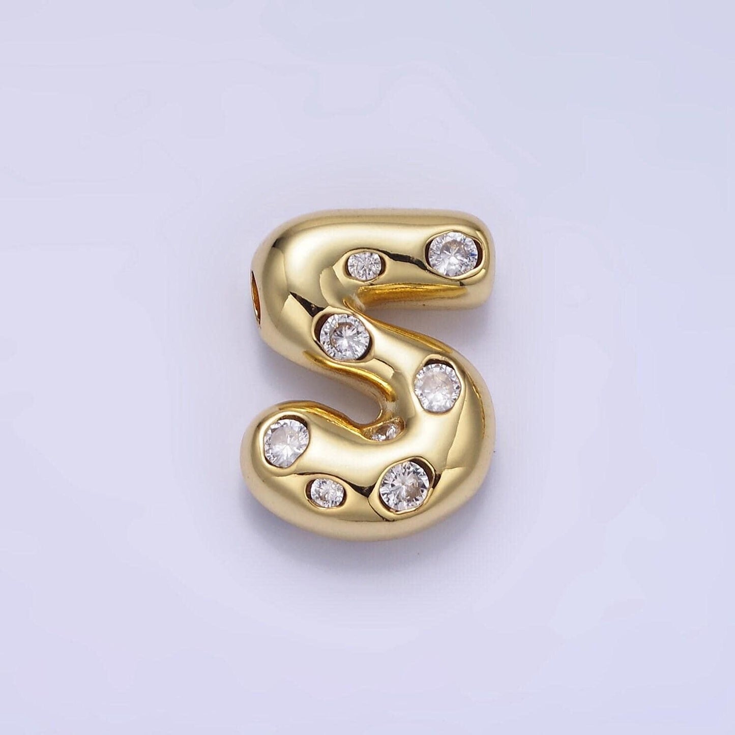 Balloon number necklace charm bubble pave number pendant 3d gold digit charm personalize lucky number bubble necklace supply ag775