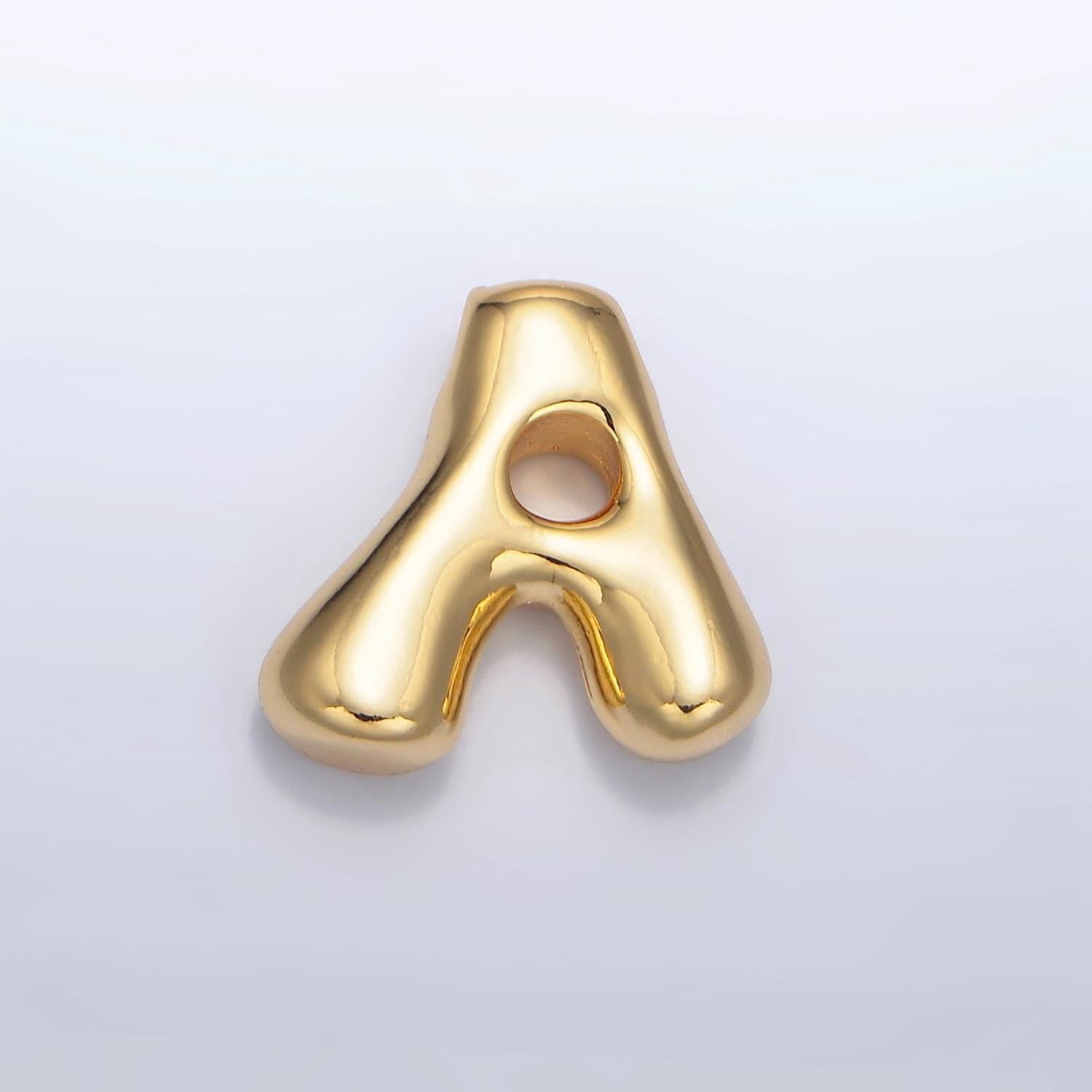 Gold alphabet charm retro balloon initial letter charm necklace bubble font style trend fashion jewelry necklace for women diy supply