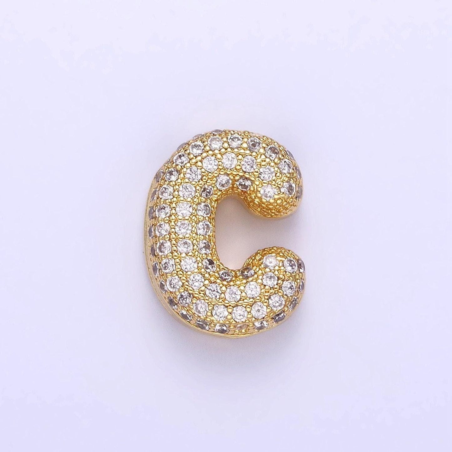 Dainty balloon letter necklace pendant cz bubble micro pave initial pendant 3d gold letter necklace charm personalized jewelry a1171