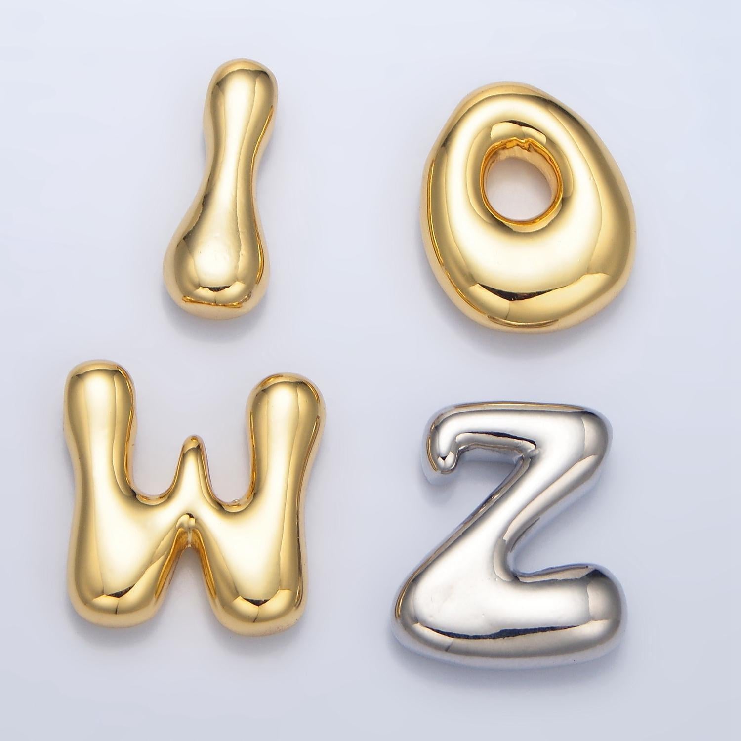 Gold alphabet charm retro balloon initial letter charm necklace bubble font style trend fashion jewelry necklace for women diy supply