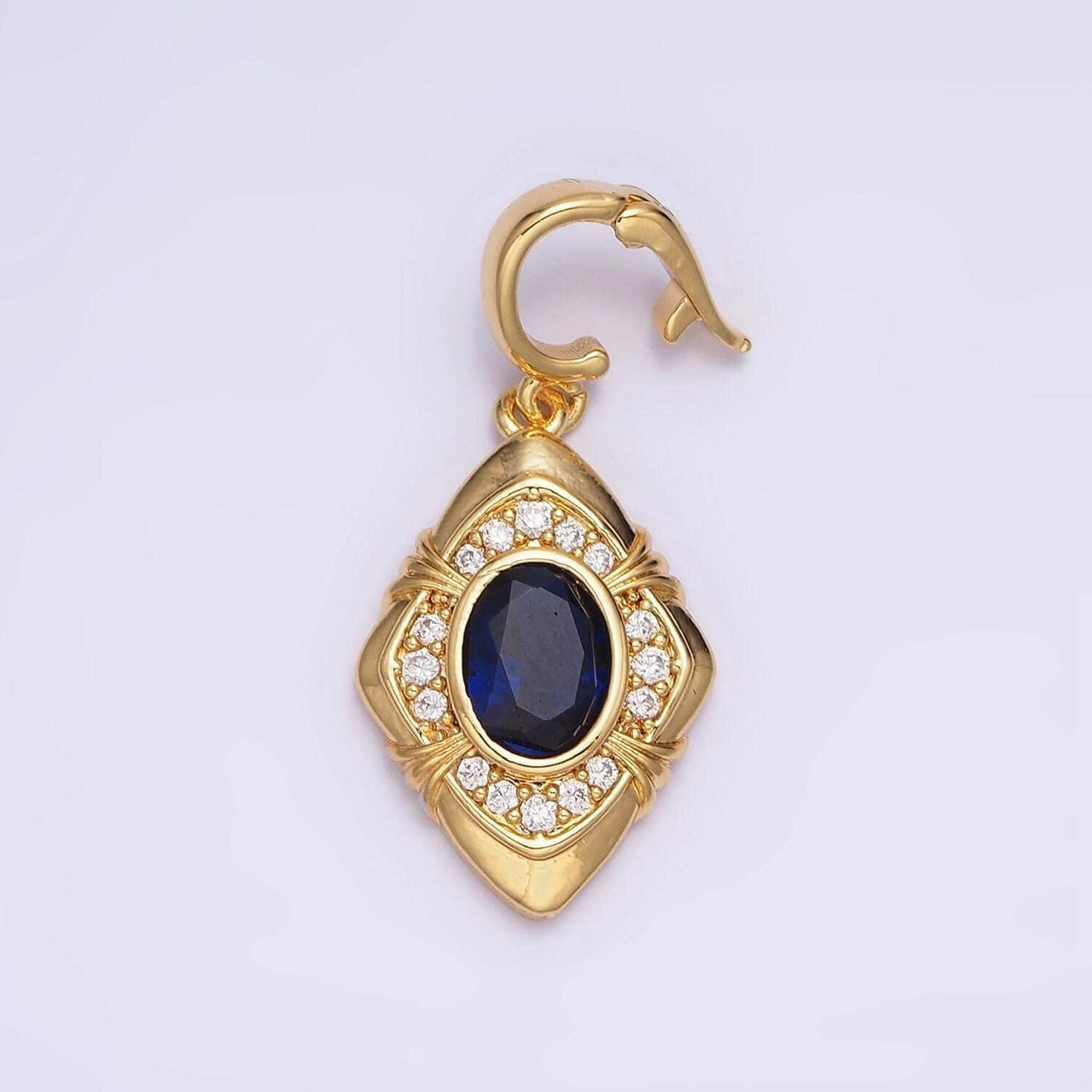 Dainty rhombus charm gold cubic zirconia diamond charm for necklace component add on charm tiny geometric jewelry aa-568