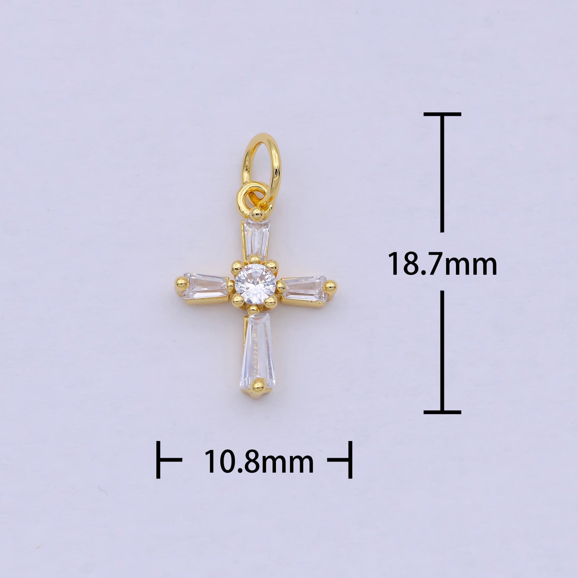 Mini gold filled cross charm baguette cz cross charm for bracelet earring necklace w-188