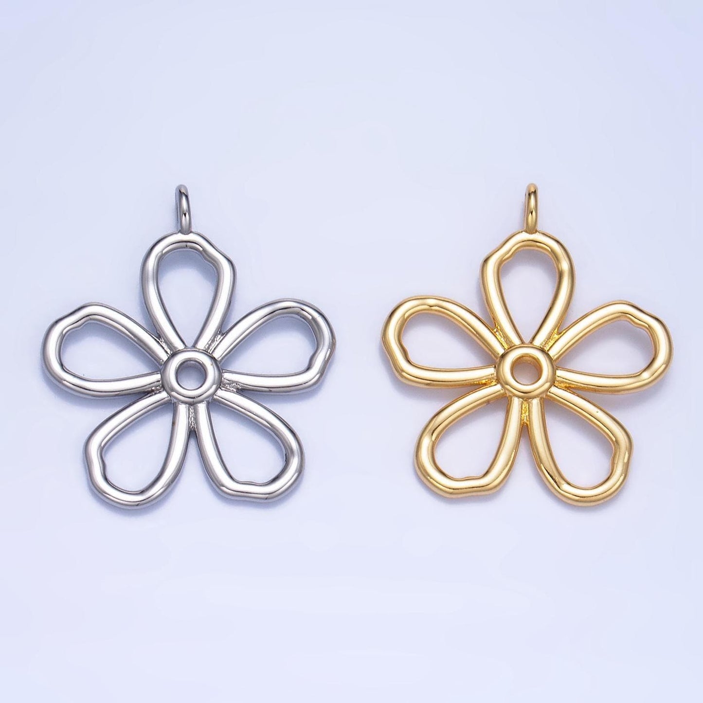 Minimalist open flower charms boho hippie floral charms summer trend spring jewelry supplies bracelet necklace earring supply ag947