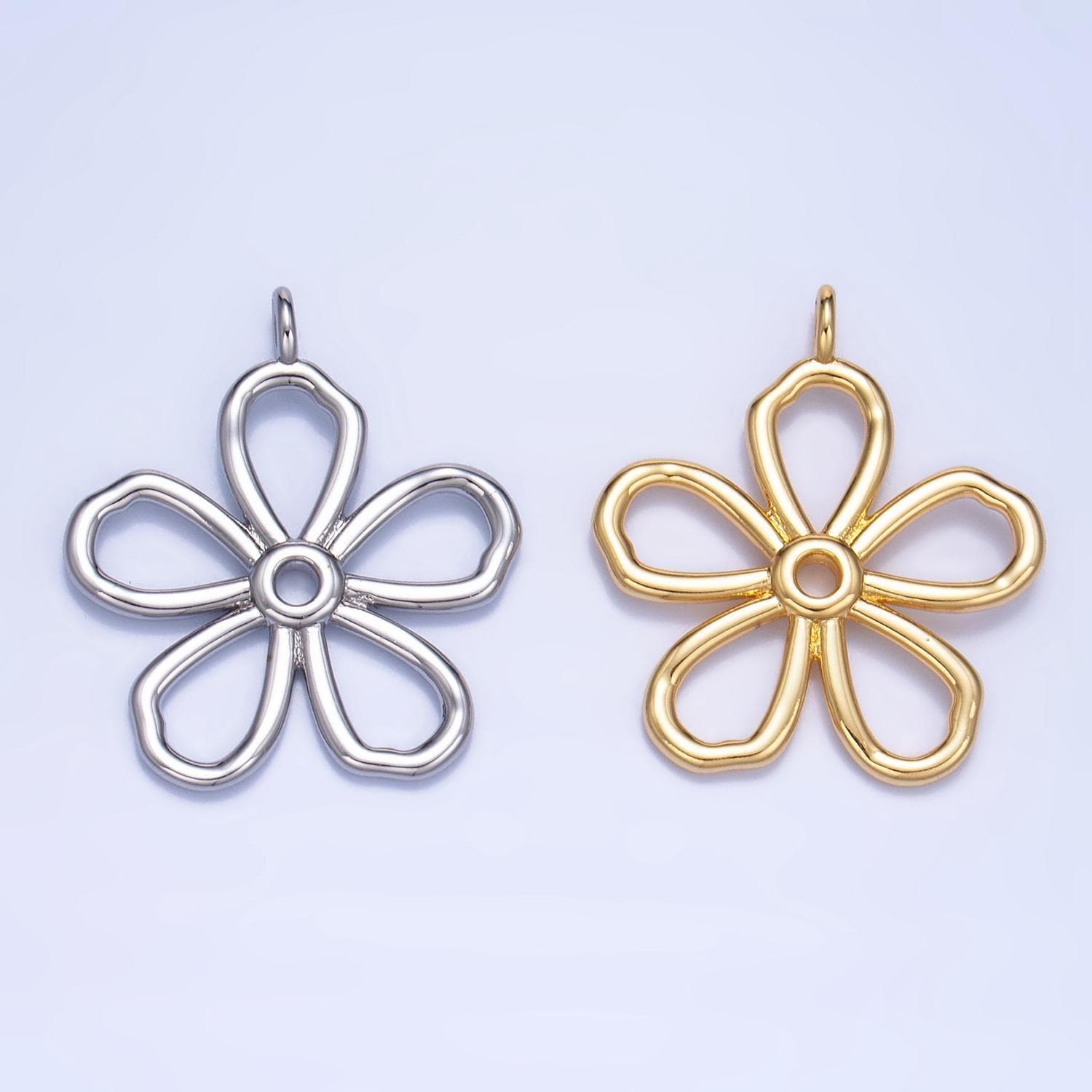Minimalist open flower charms boho hippie floral charms summer trend spring jewelry supplies bracelet necklace earring supply ag947