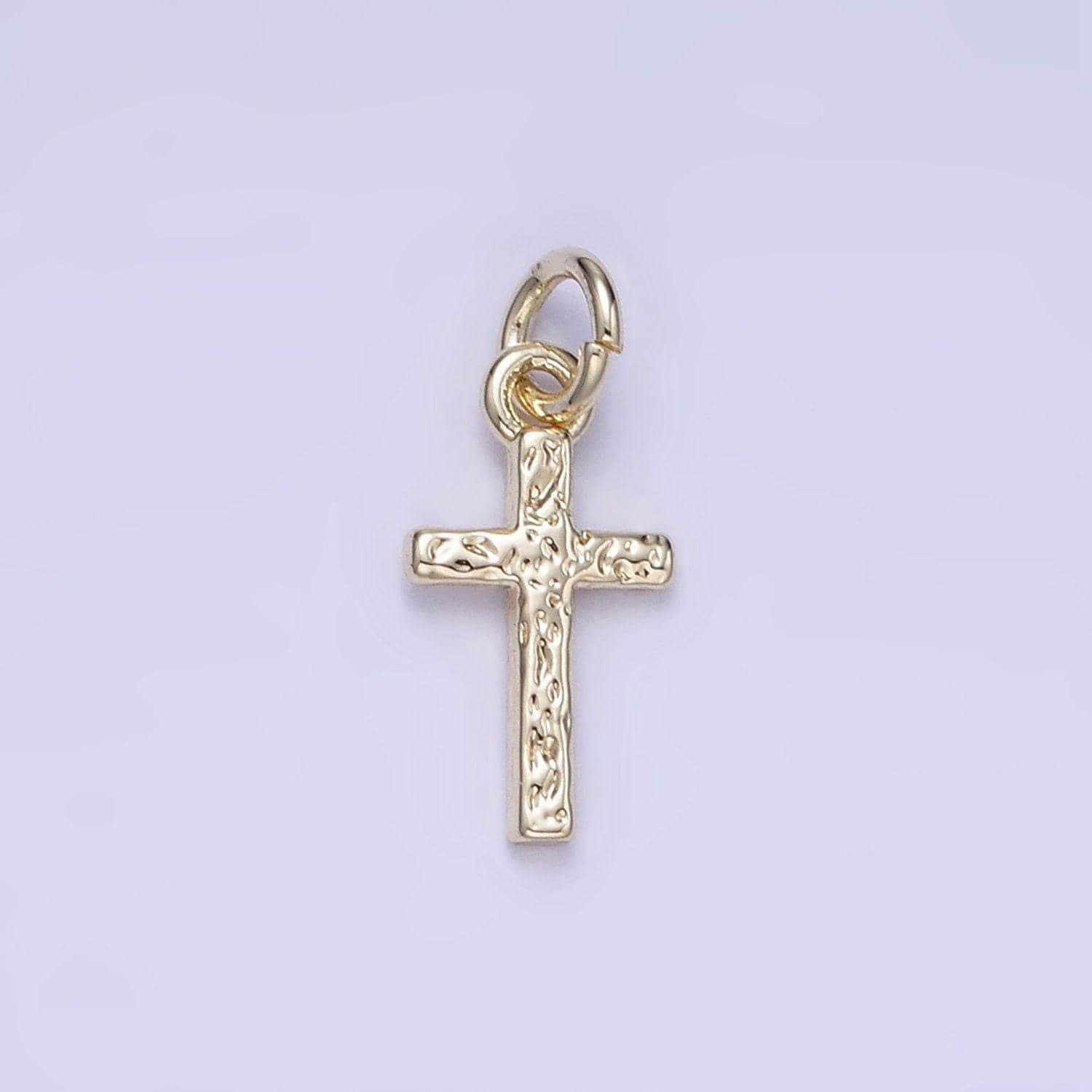 Small hammered texture cross charm for religious jewelry making mini gold filled cross pendant for bracelet necklace earring supply | w-657