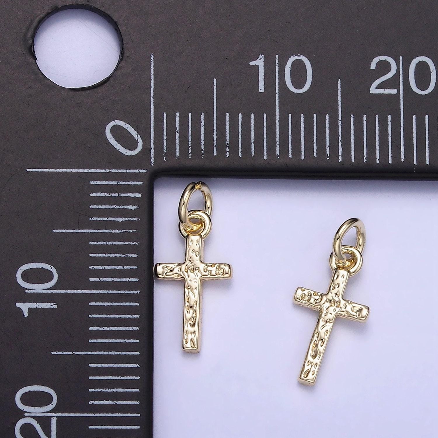 Small hammered texture cross charm for religious jewelry making mini gold filled cross pendant for bracelet necklace earring supply | w-657