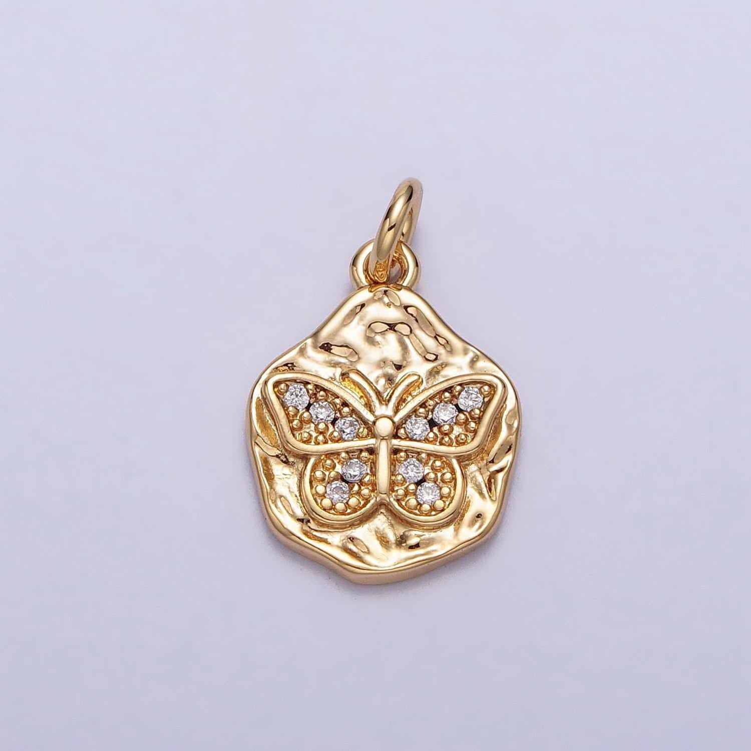Dainty gold monarch butterfly rustic hammered silver charm add on charm for bracelet necklace anklet supply | ac307