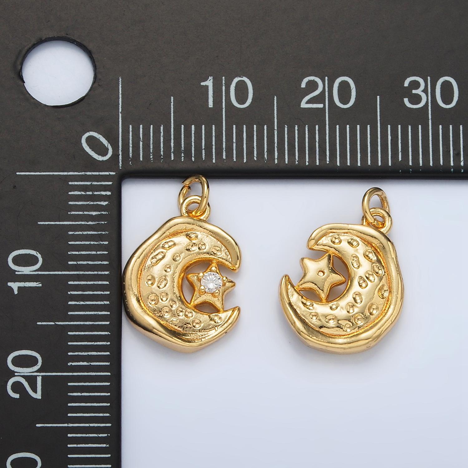 Mini gold moon charm small crescent moon charm celestial charms 24k gold filled findings ac103