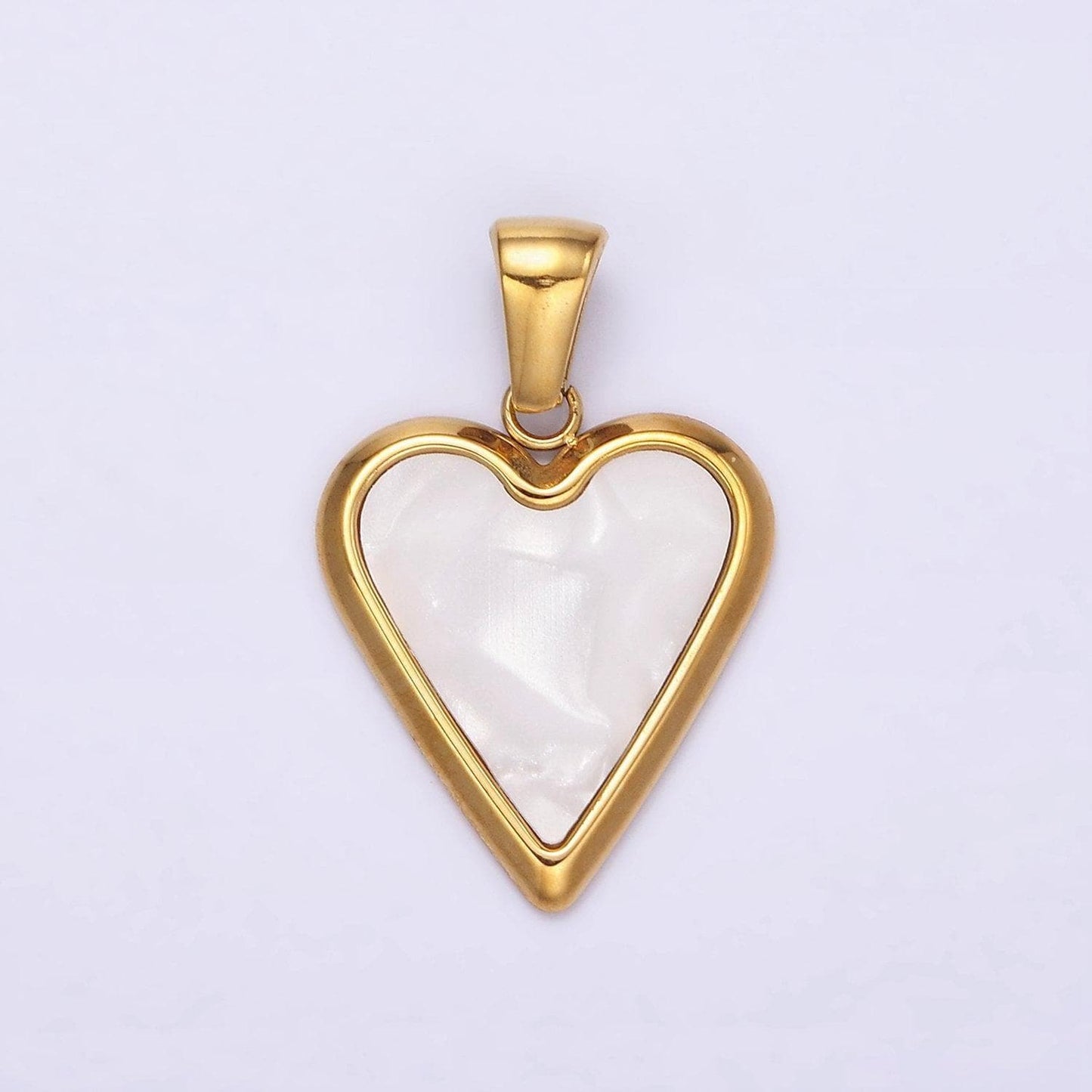 Gold stainless steel shell pearl heart charm gold heart pendant white black heart charm p832