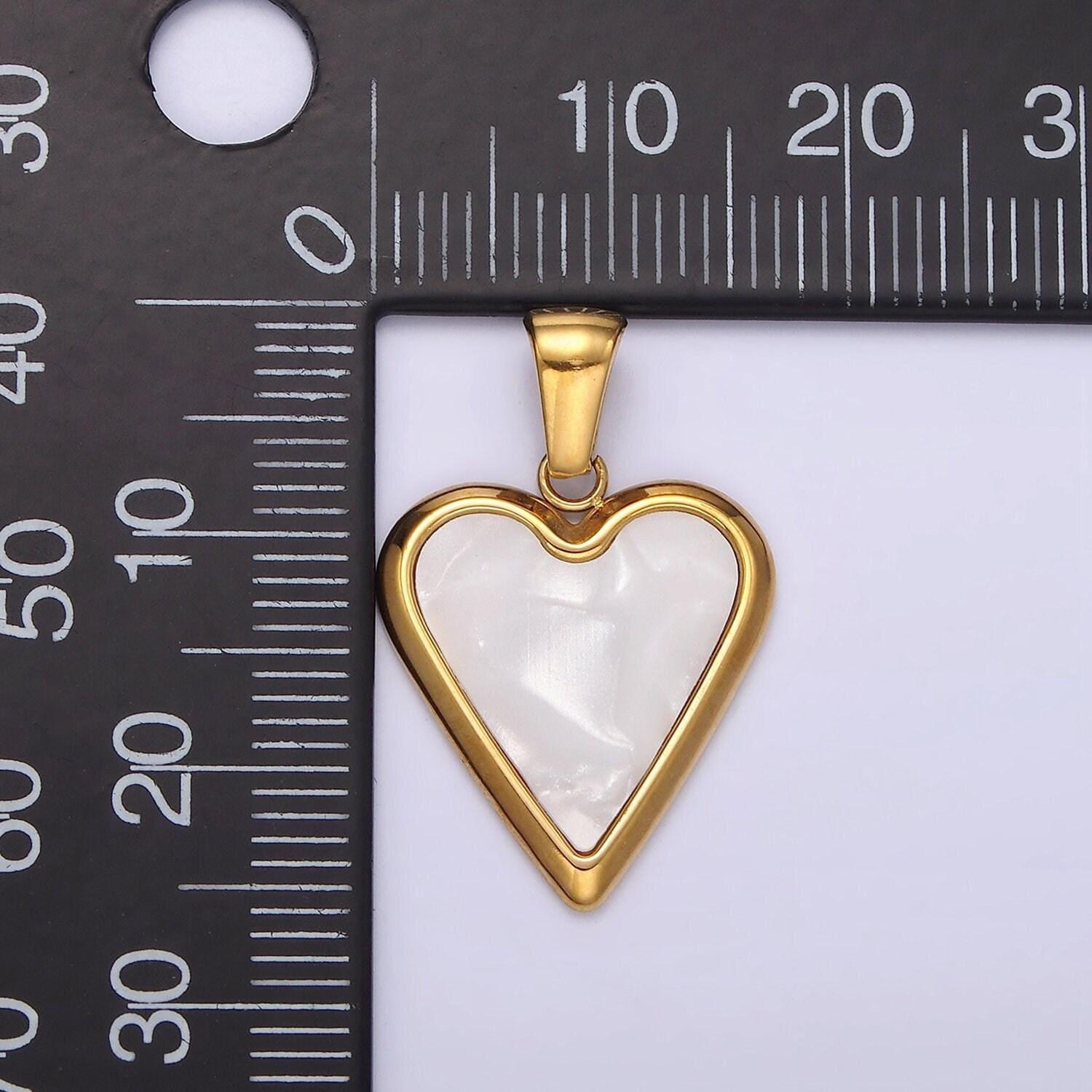 Gold stainless steel shell pearl heart charm gold heart pendant white black heart charm p832