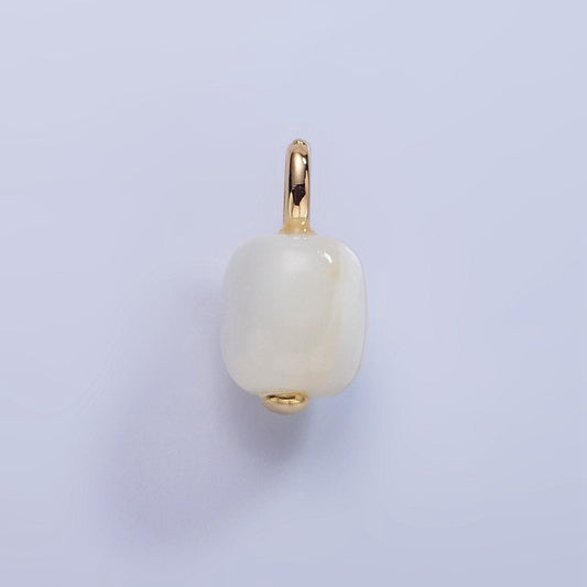 14k gold filled 13mm shell pearl edged square rectangle pendant charm for wedding jewelry | p-1681