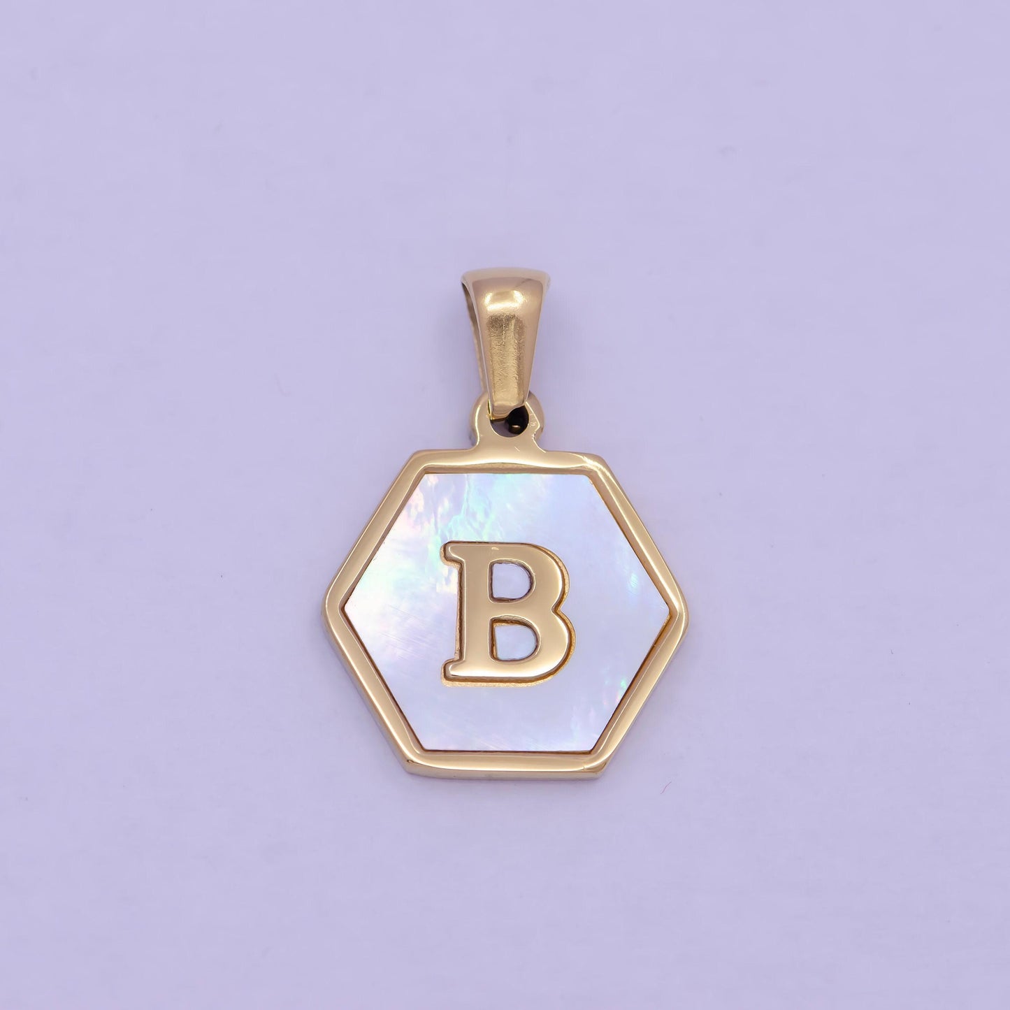 Mother of pearl letter charm initial necklace pendant personalized hexagon gold geometric monogram jewelry initial necklace