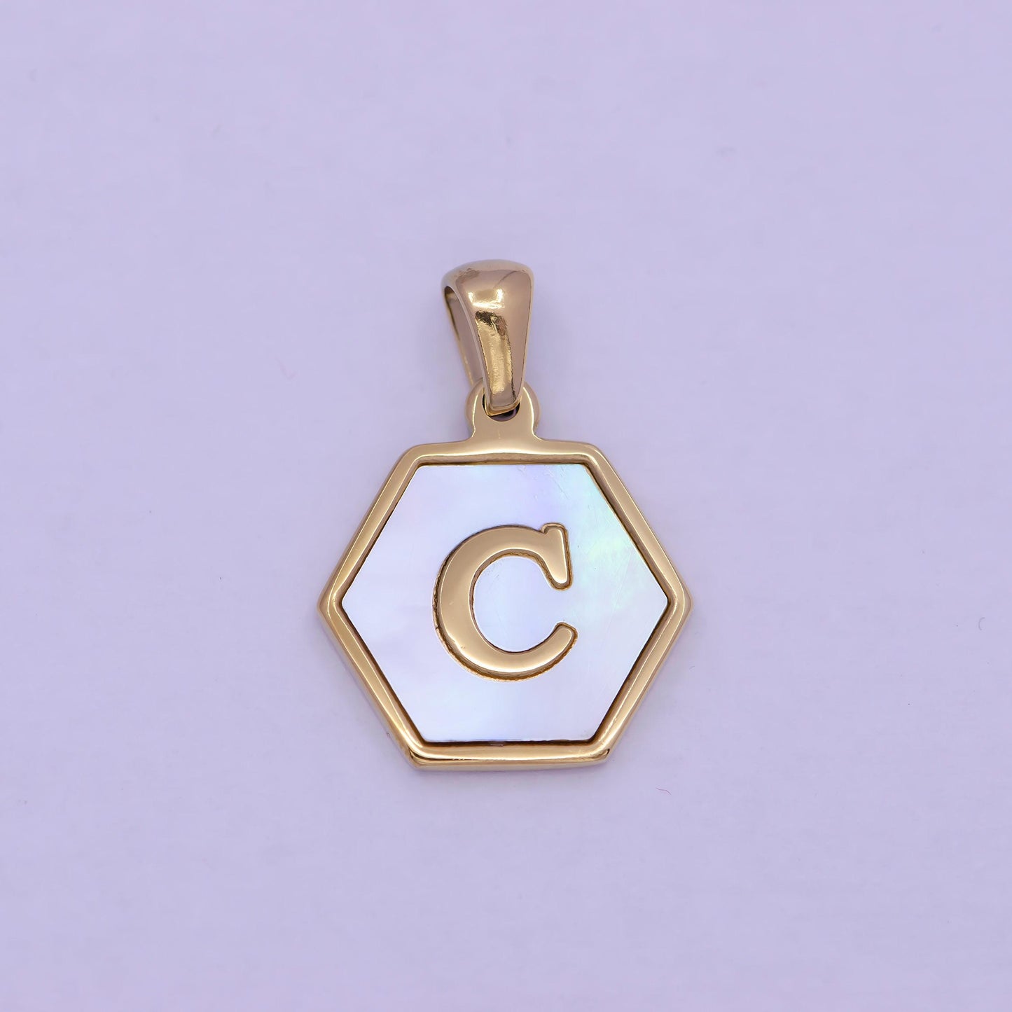 Mother of pearl letter charm initial necklace pendant personalized hexagon gold geometric monogram jewelry initial necklace