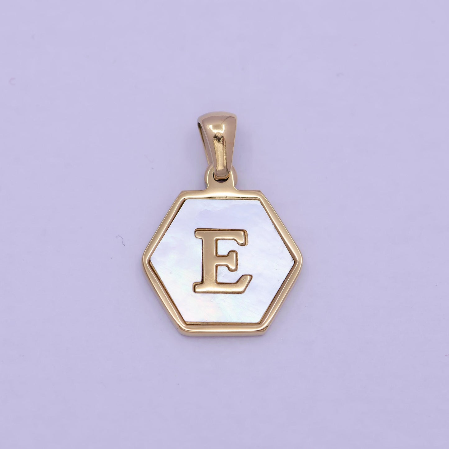 Mother of pearl letter charm initial necklace pendant personalized hexagon gold geometric monogram jewelry initial necklace