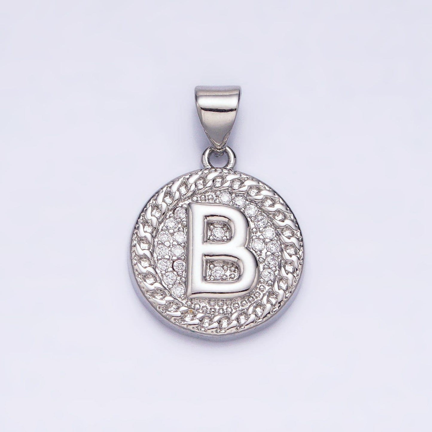 Silver initial coin letter charm a - z alphabet letter medallion charm pendant for personalized necklace jewelry making a455-a467