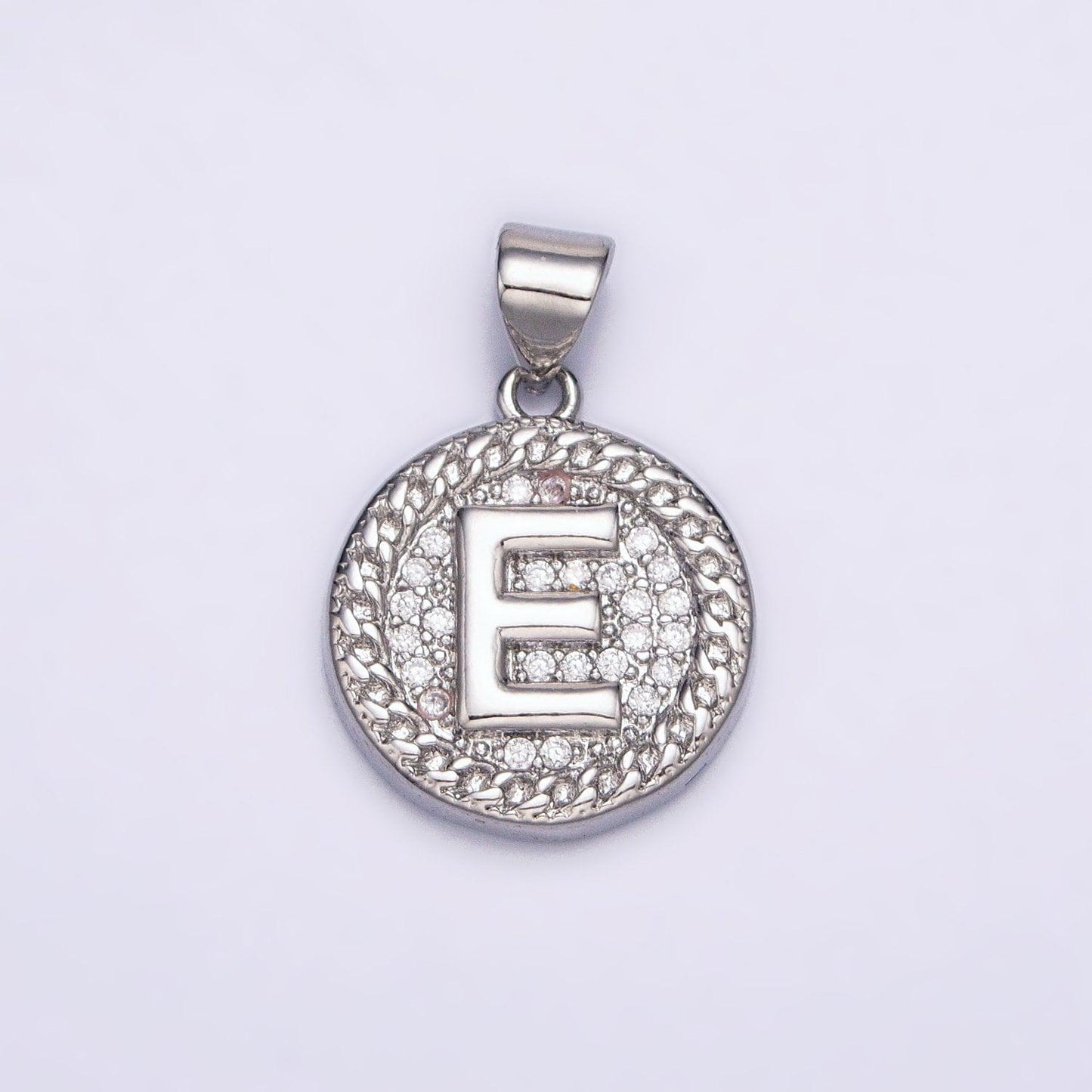 Silver initial coin letter charm a - z alphabet letter medallion charm pendant for personalized necklace jewelry making a455-a467