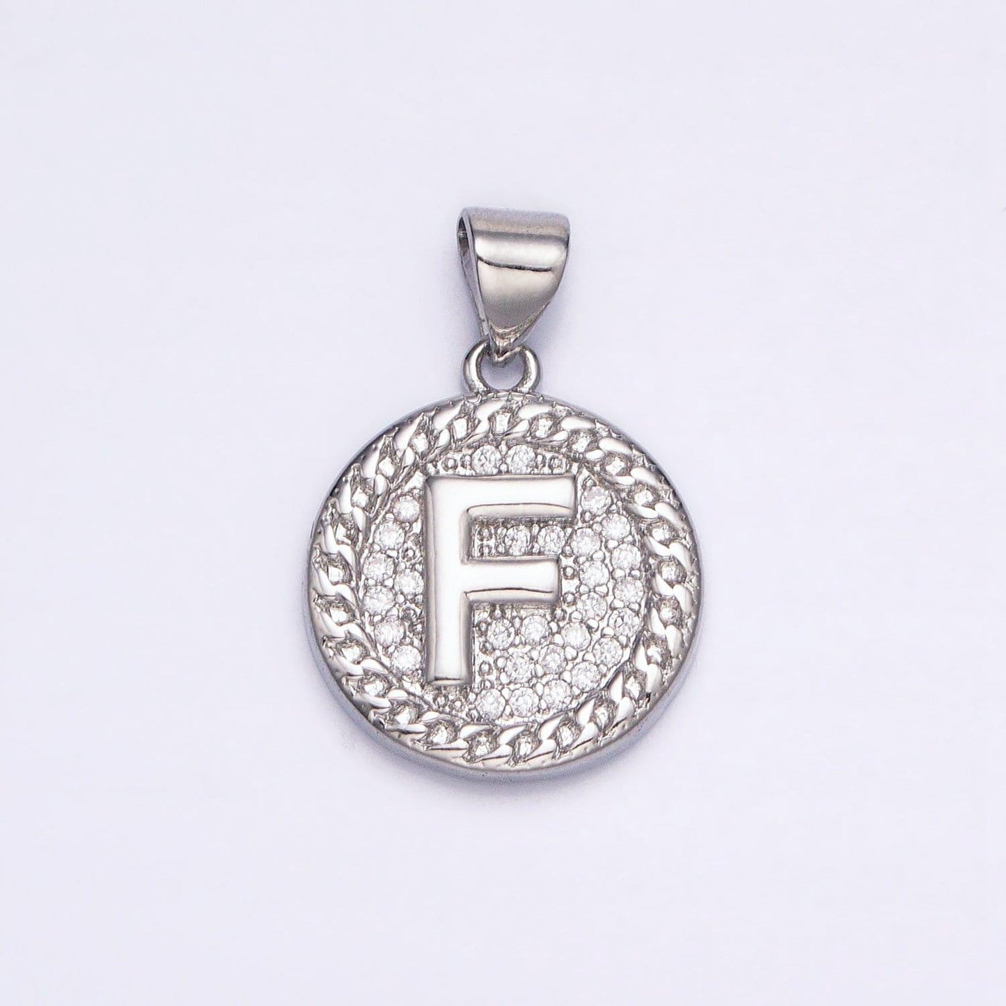Silver initial coin letter charm a - z alphabet letter medallion charm pendant for personalized necklace jewelry making a455-a467