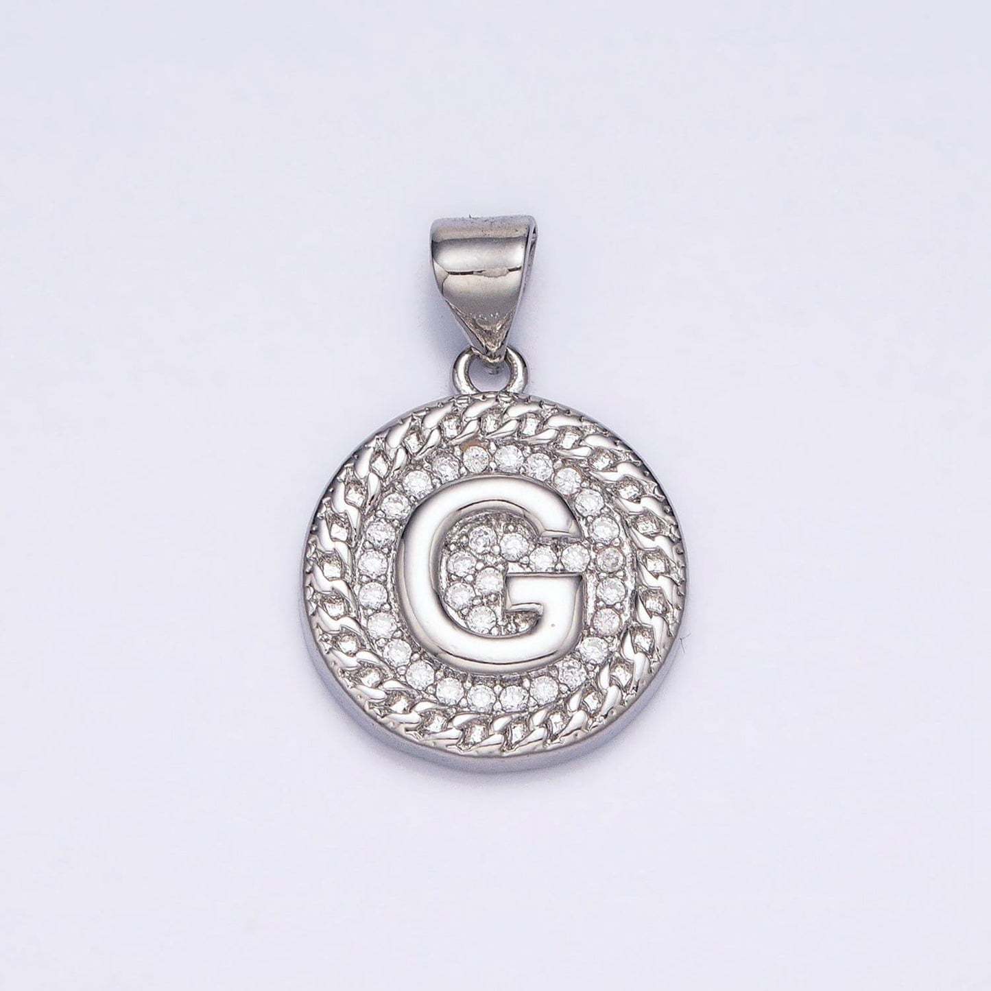 Silver initial coin letter charm a - z alphabet letter medallion charm pendant for personalized necklace jewelry making a455-a467