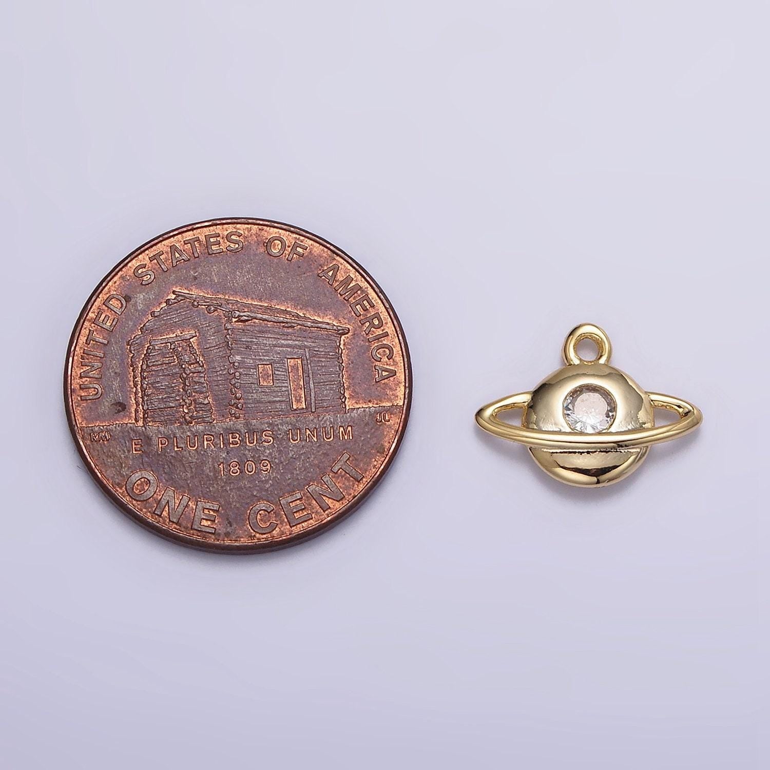 16k gold filled planet saturn celestial space add-on charm | n961