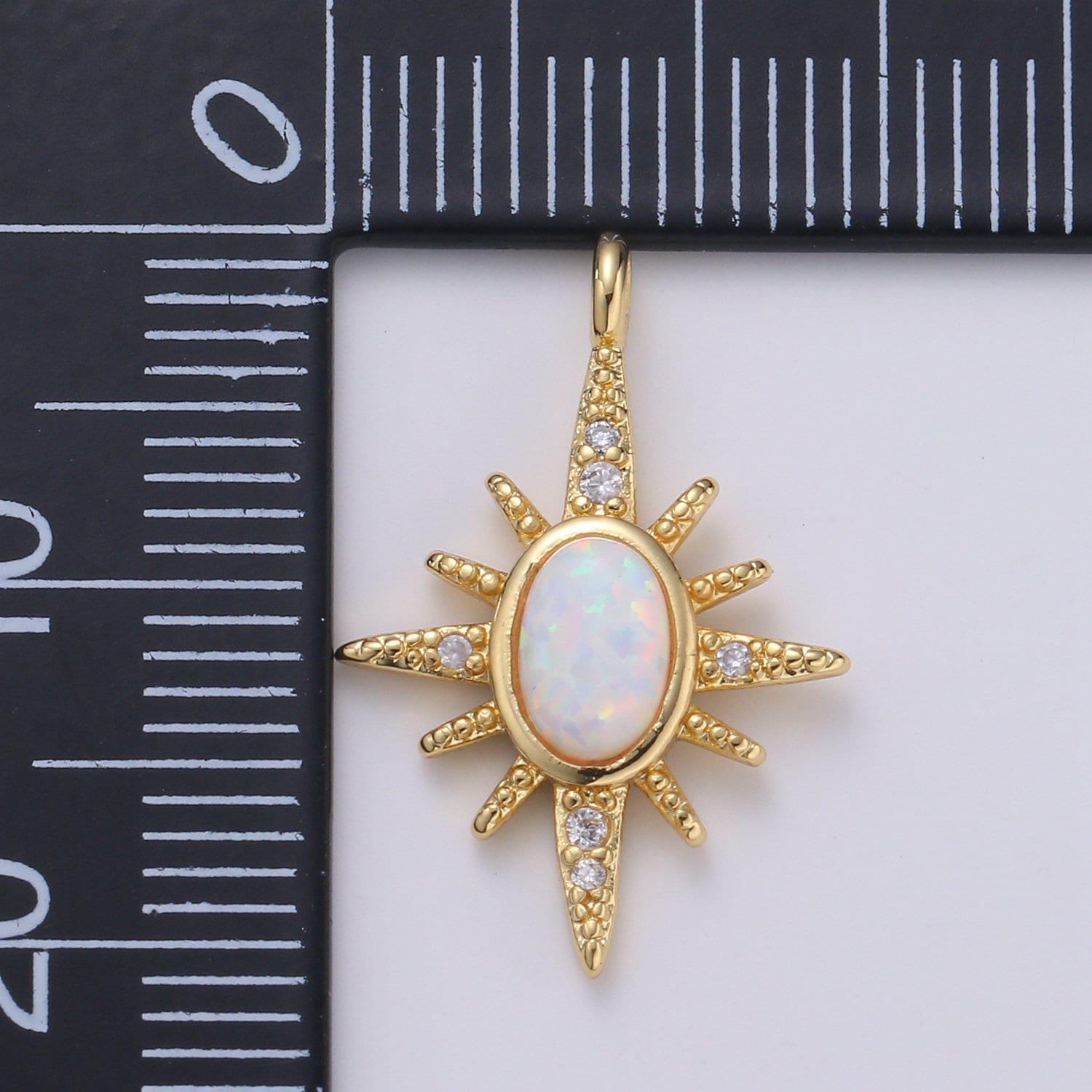1pc northstar 24k gold opal cz pendant charm, micro pave cz pendant charm, white, blue, polaris pendant jewelry, e-35,e-36