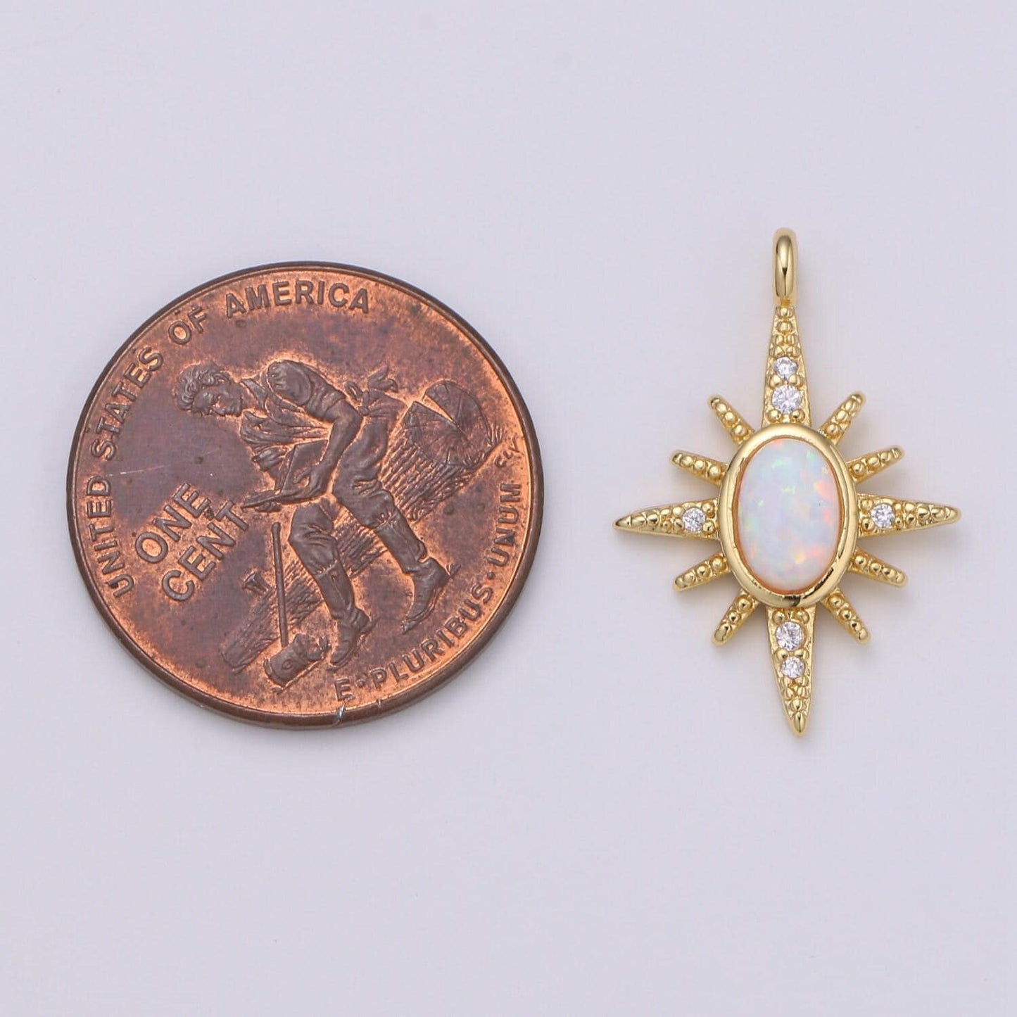 1pc northstar 24k gold opal cz pendant charm, micro pave cz pendant charm, white, blue, polaris pendant jewelry, e-35,e-36