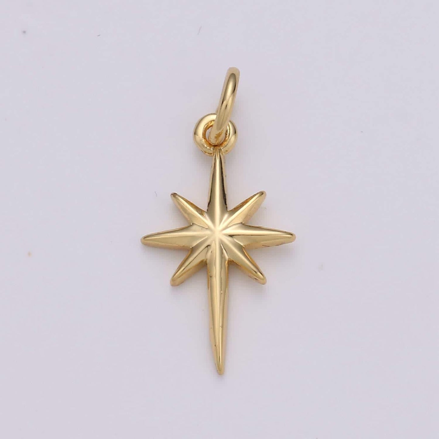 Dainty gold north star charm necklace, bethlehem star pendant in silver celestial jewelry making supply, chgf-1478, 1479