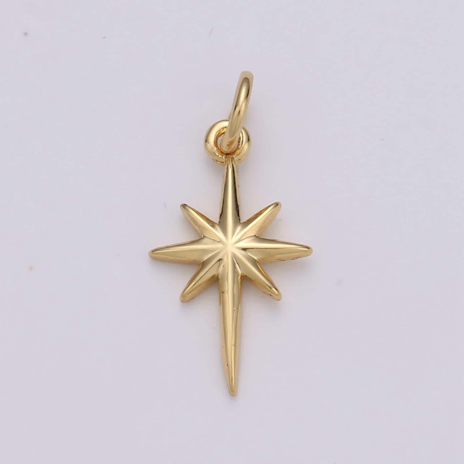 Dainty gold north star charm necklace, bethlehem star pendant in silver celestial jewelry making supply, chgf-1478, 1479