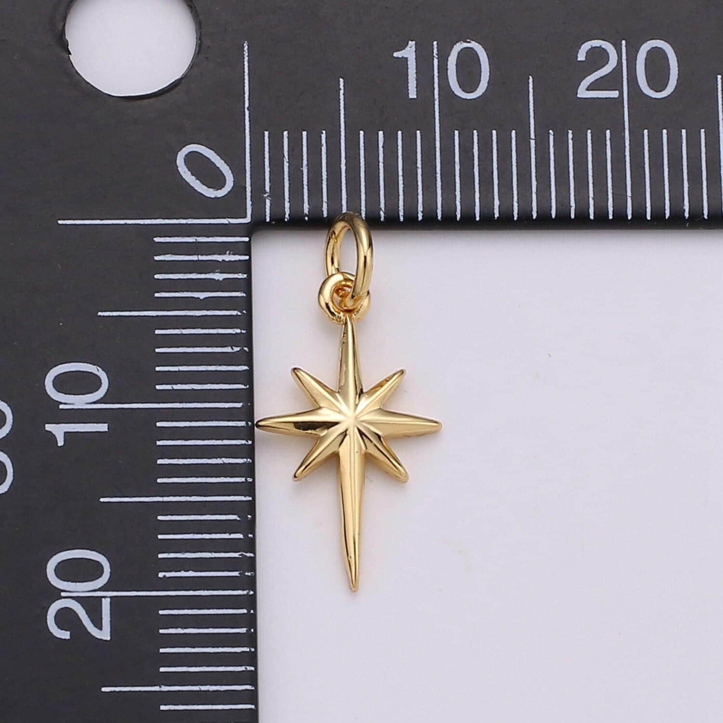 Dainty gold north star charm necklace, bethlehem star pendant in silver celestial jewelry making supply, chgf-1478, 1479