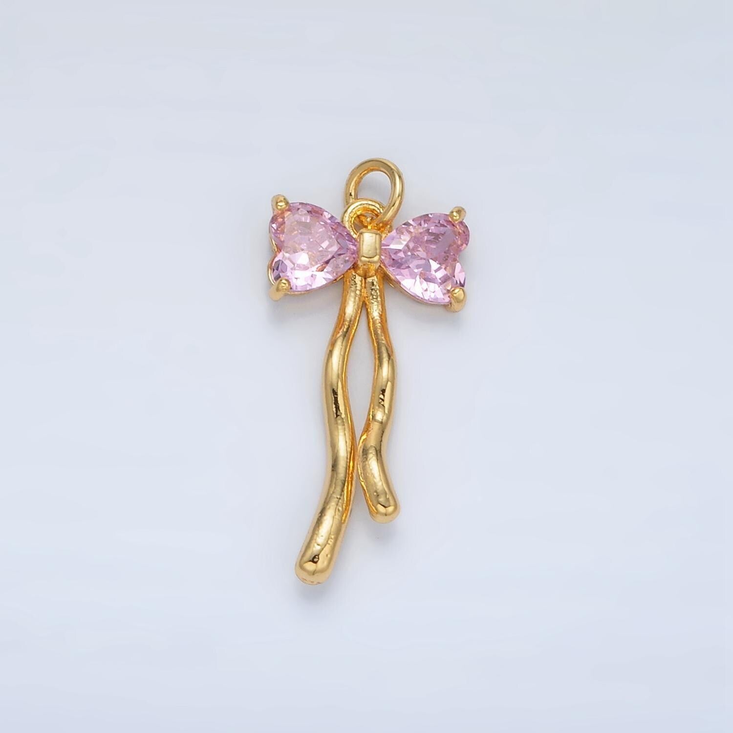 Mini gold bow charms 24k gold filled bow pendant cz bow tie charm bracelet necklace for diy jewelry making supply ac101